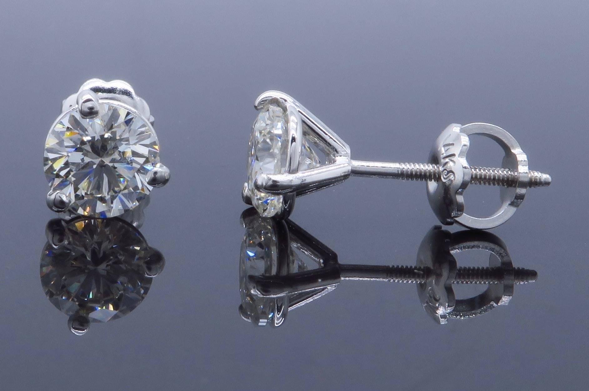 Martini Style Diamond Stud Earrings  In Excellent Condition In Webster, NY