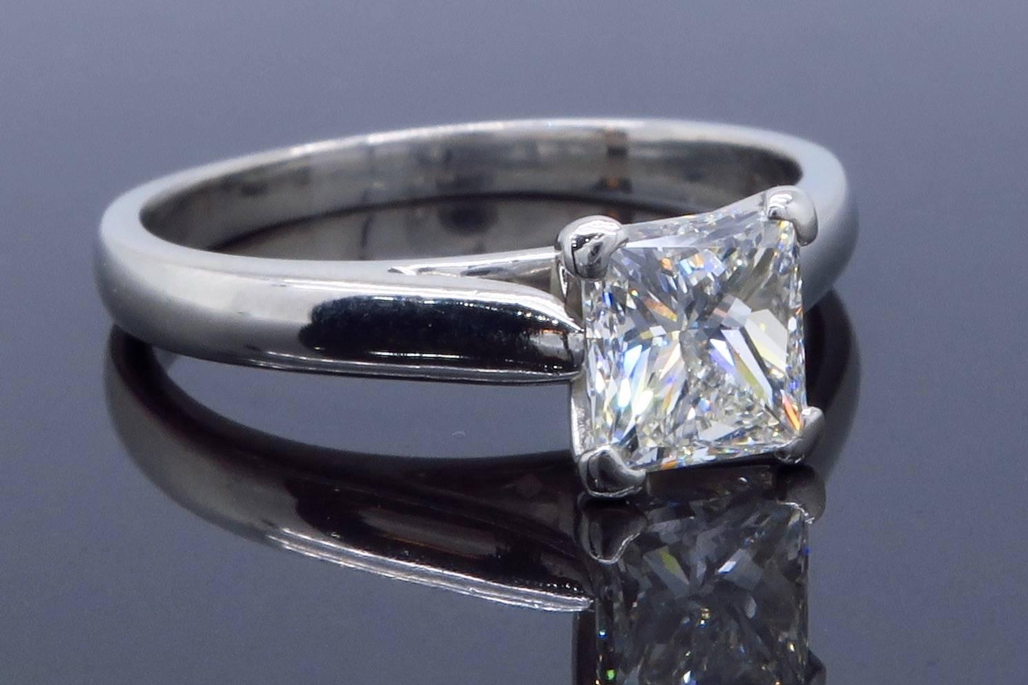 Platinum GIA Certified Princess Cut Diamond Solitaire Engagement Ring 3