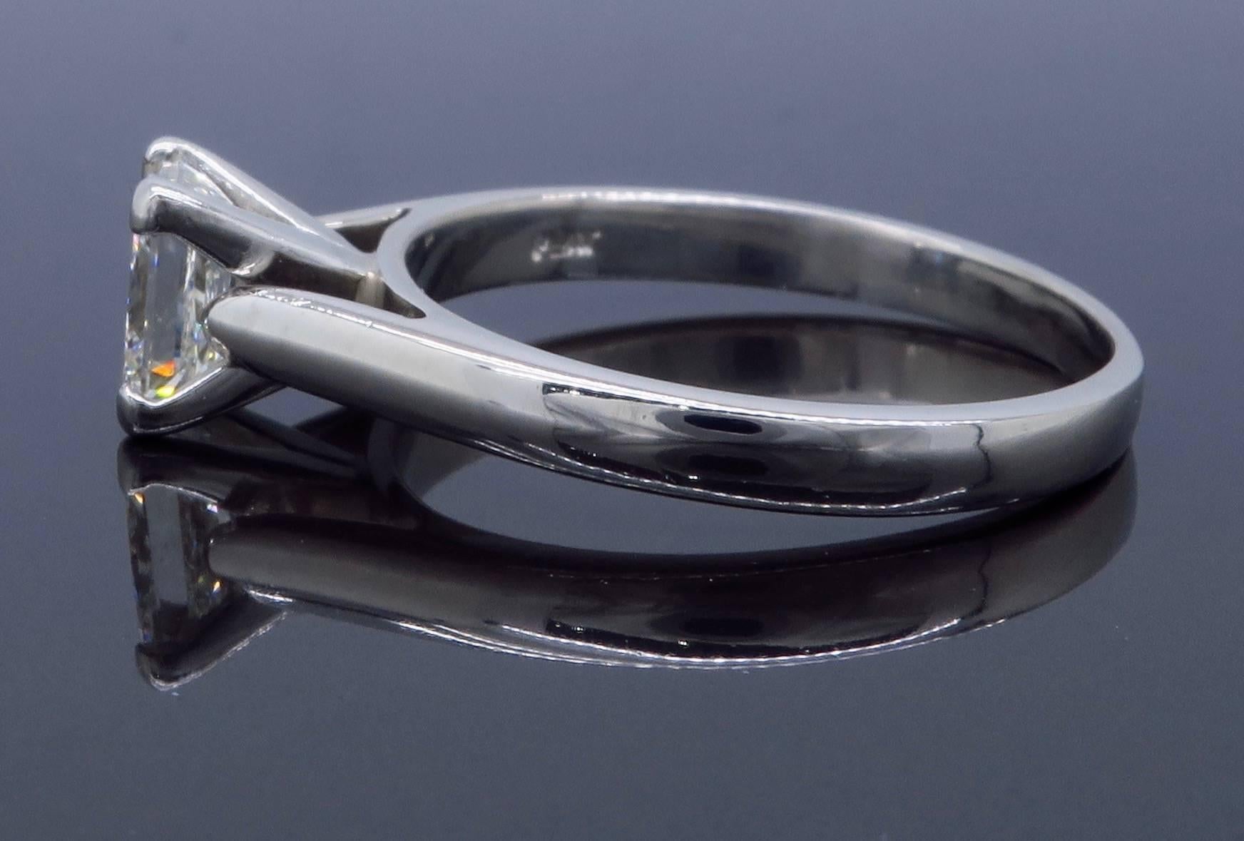Women's Platinum GIA Certified Princess Cut Diamond Solitaire Engagement Ring