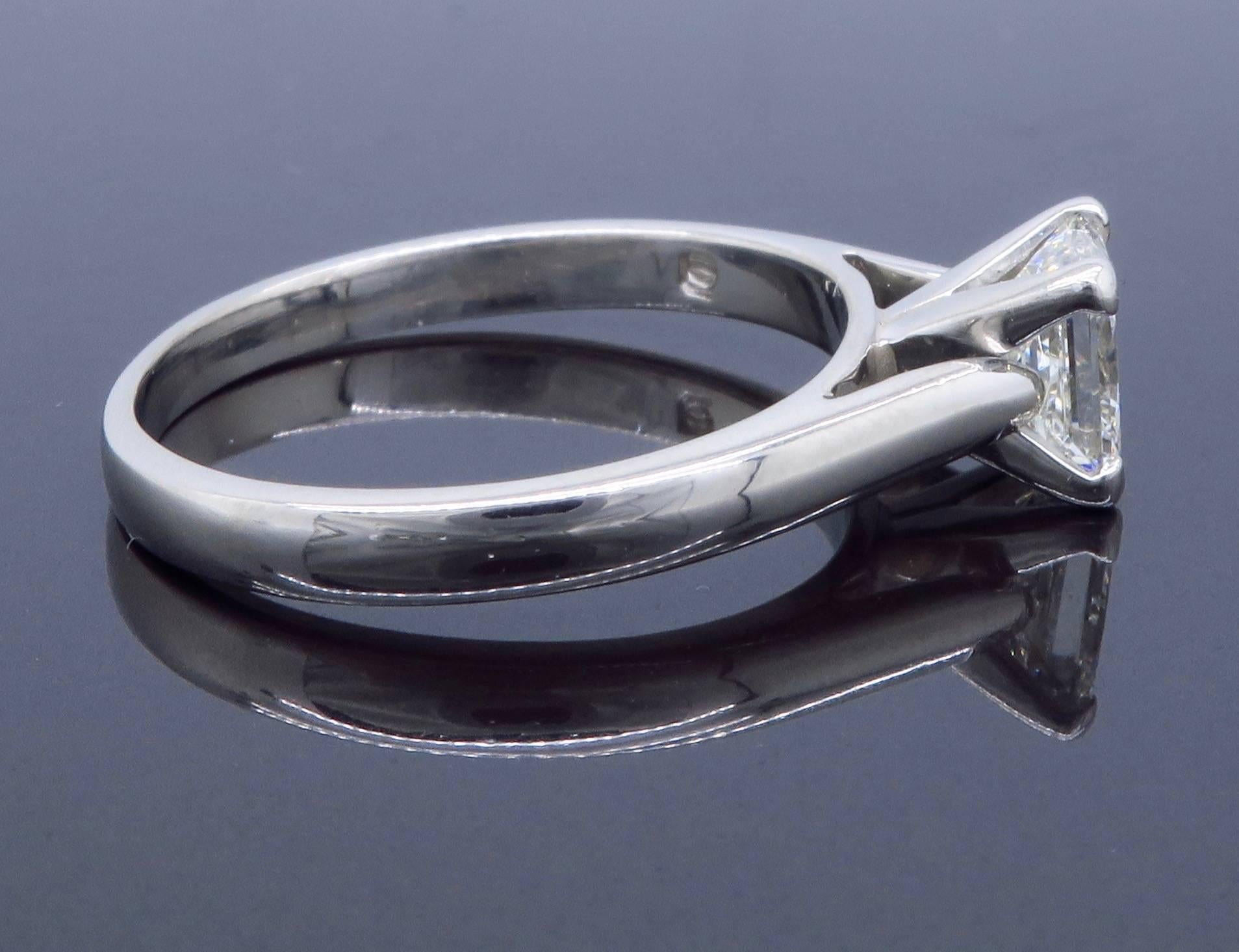 Platinum GIA Certified Princess Cut Diamond Solitaire Engagement Ring 2