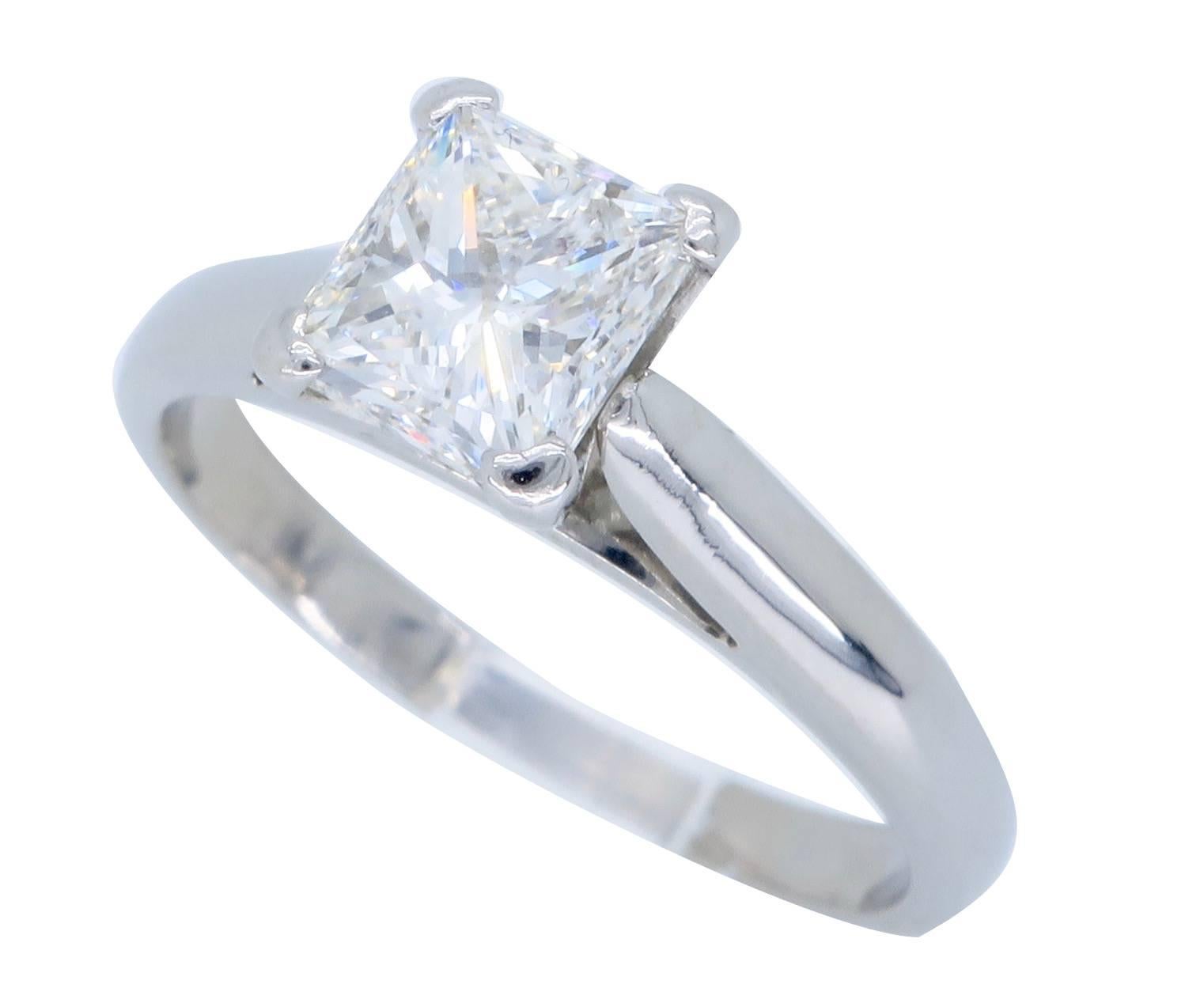 Platinum GIA Certified Princess Cut Diamond Solitaire Engagement Ring 4