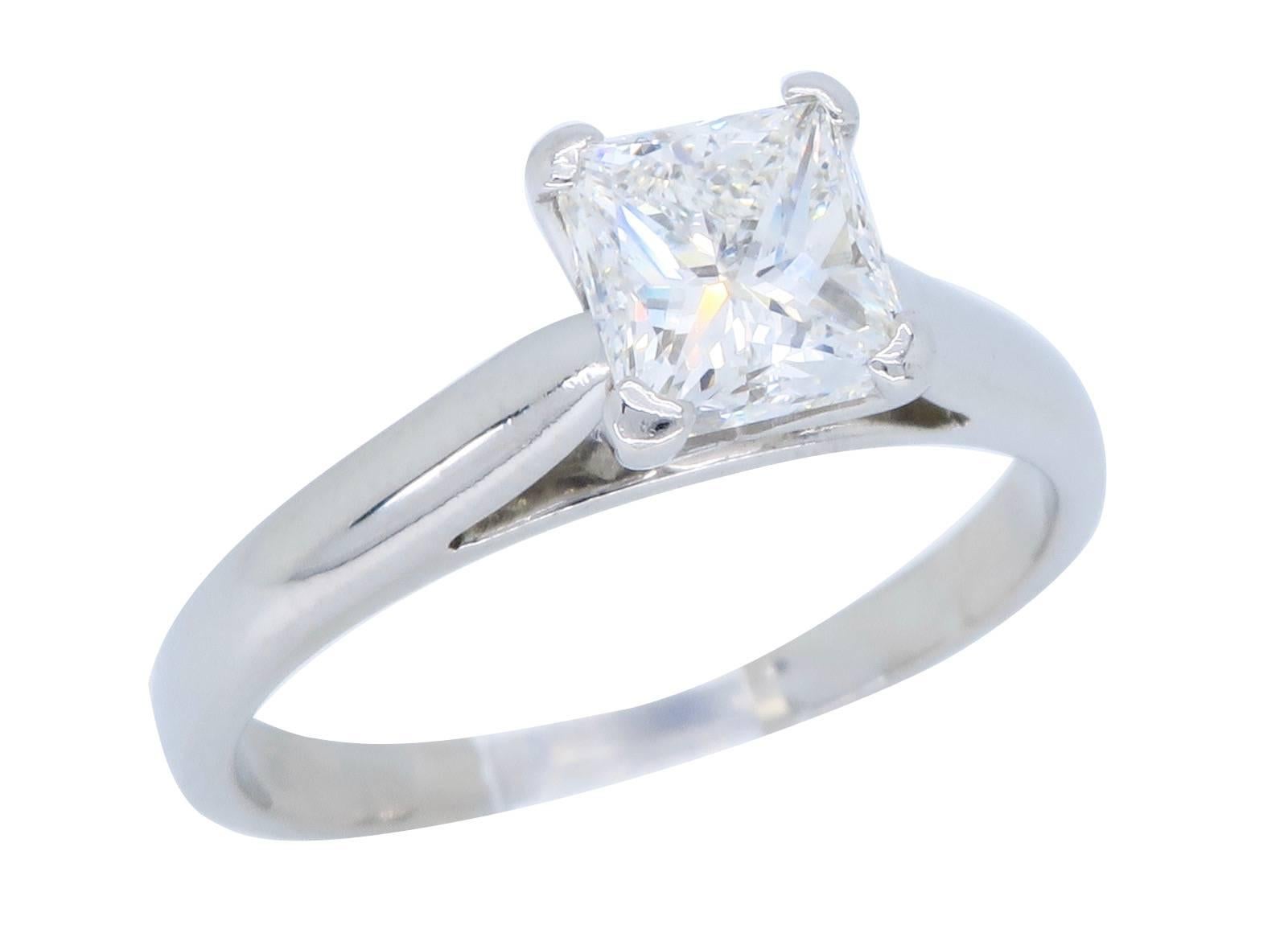 Platinum GIA Certified Princess Cut Diamond Solitaire Engagement Ring 5