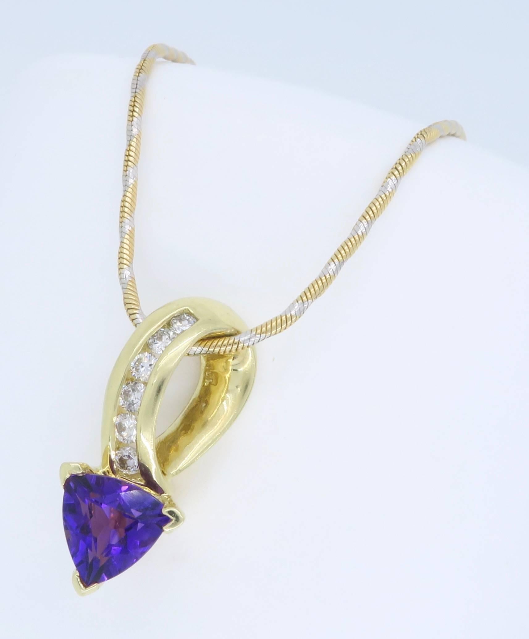 Amethyst and Diamond Pendant Necklace  1