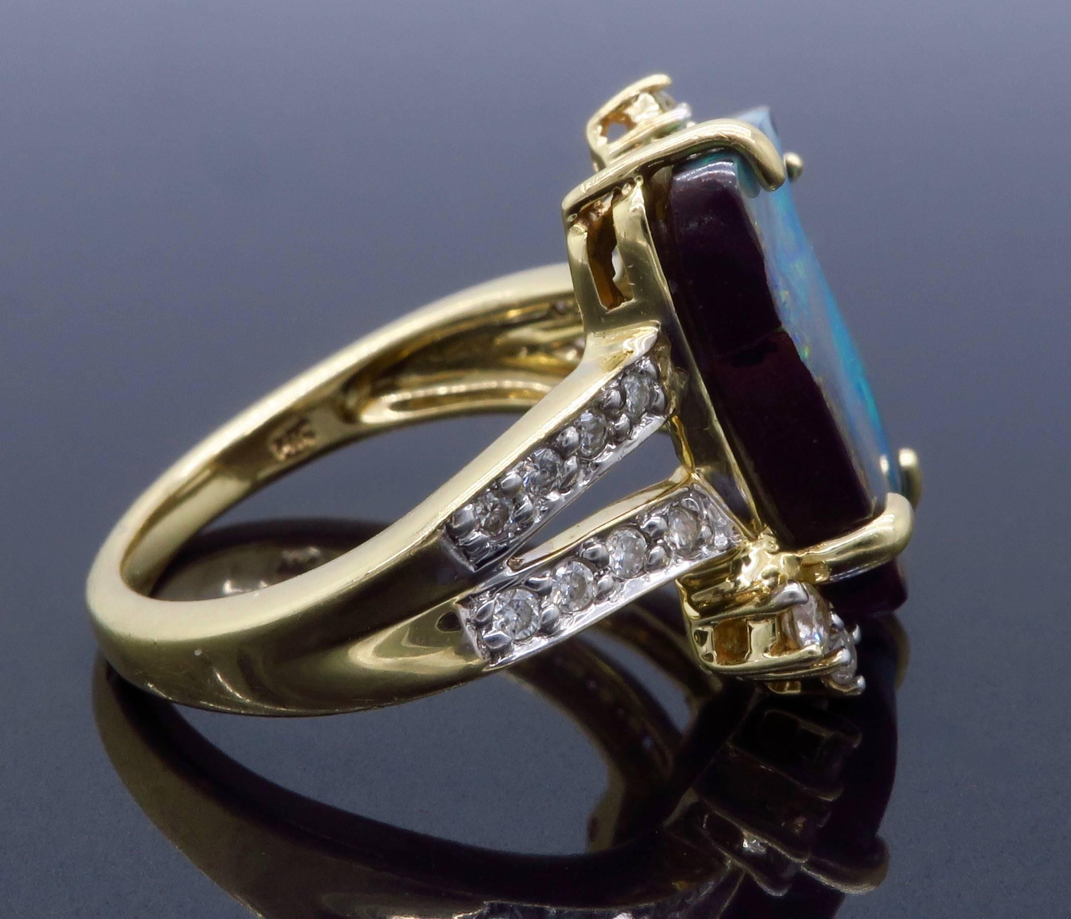 Boulder Opal and Diamond Two-Tone Gold Ring 3