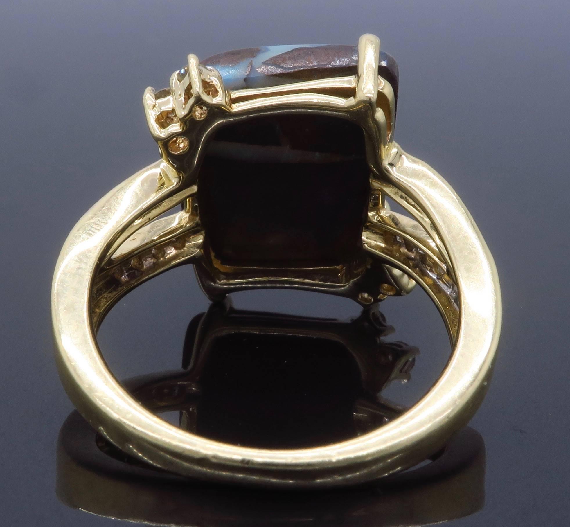 Boulder Opal and Diamond Two-Tone Gold Ring 2