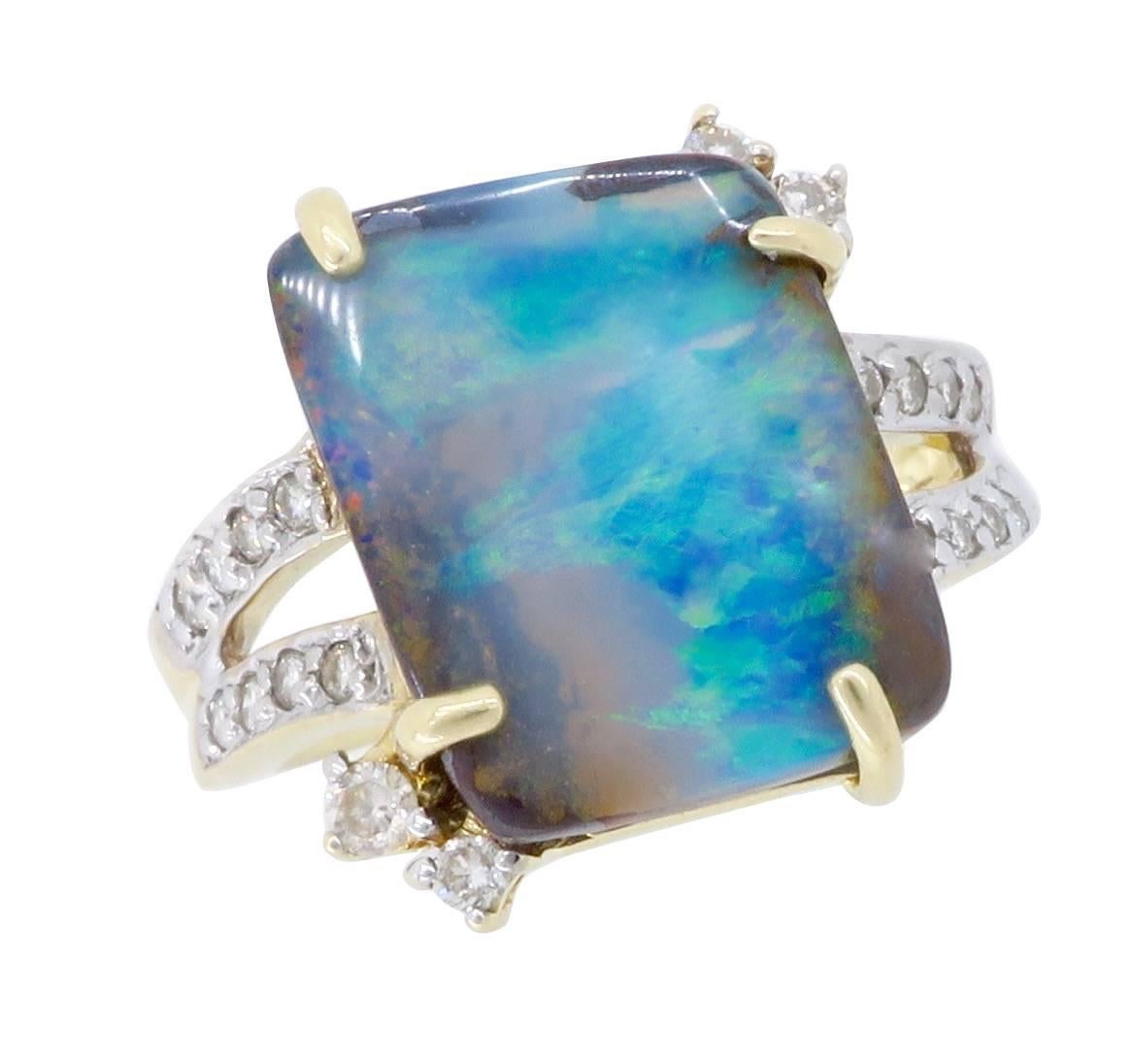 Boulder Opal and Diamond Two-Tone Gold Ring 6
