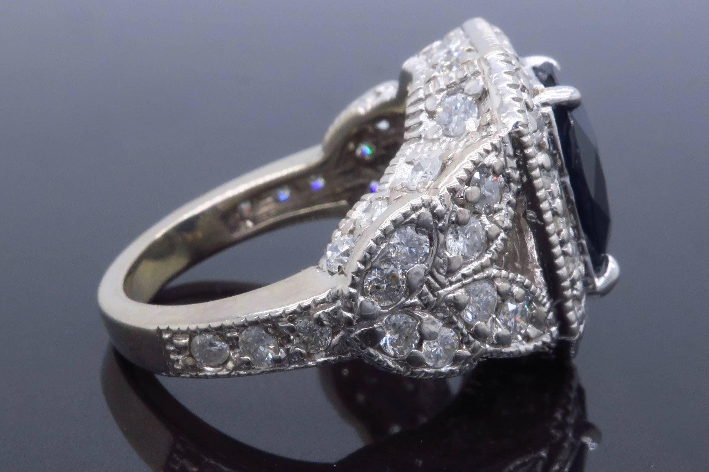 Diamond Sapphire Cocktail Ring 2
