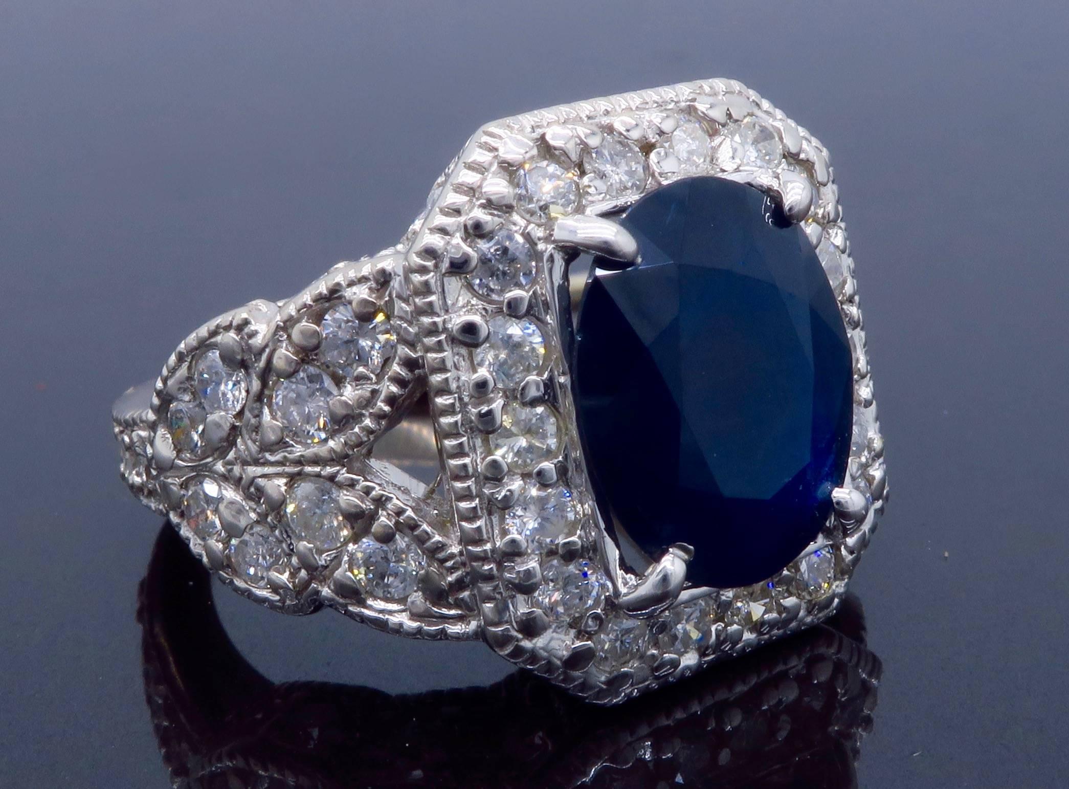 Diamond Sapphire Cocktail Ring 3