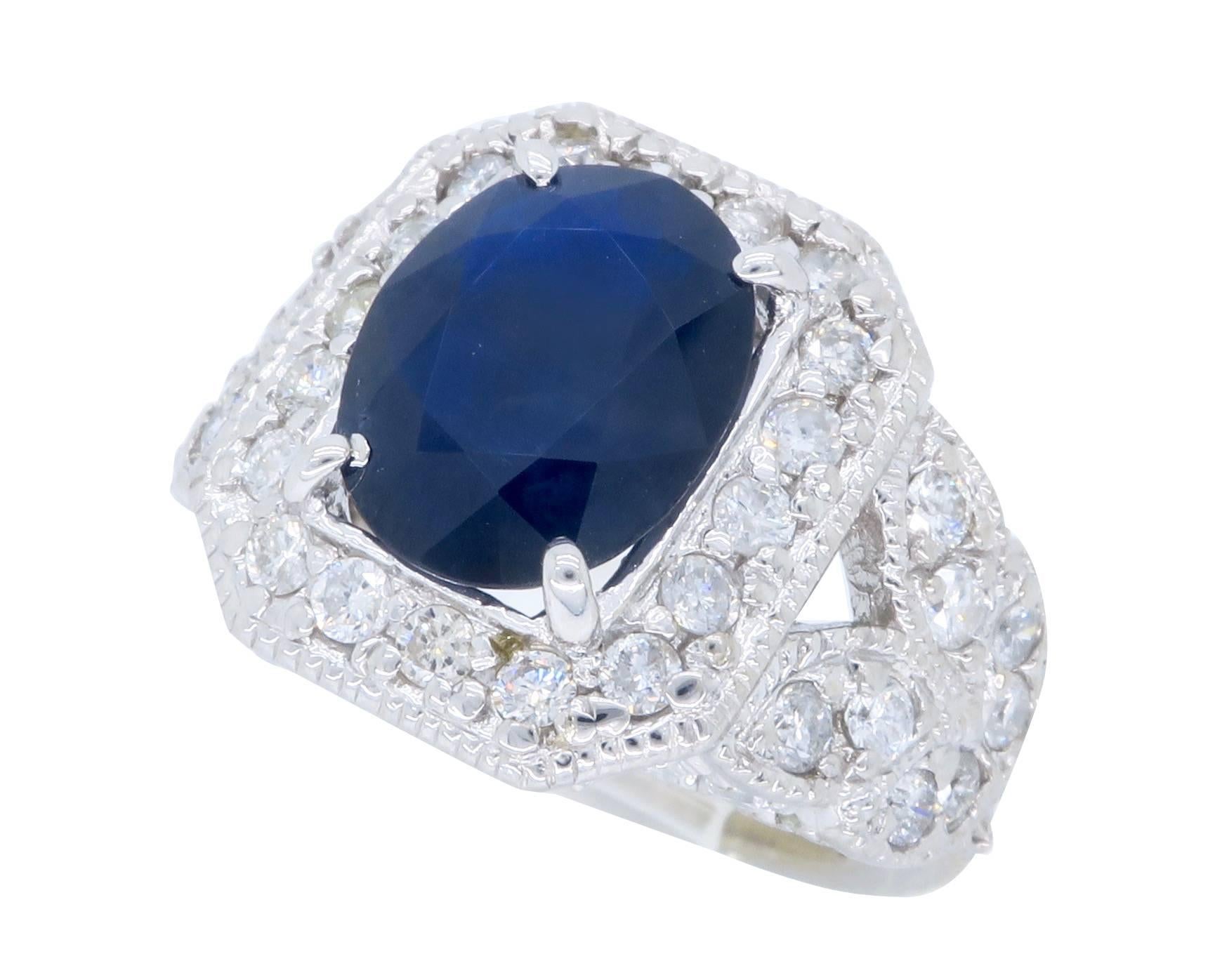 Diamond Sapphire Cocktail Ring 4