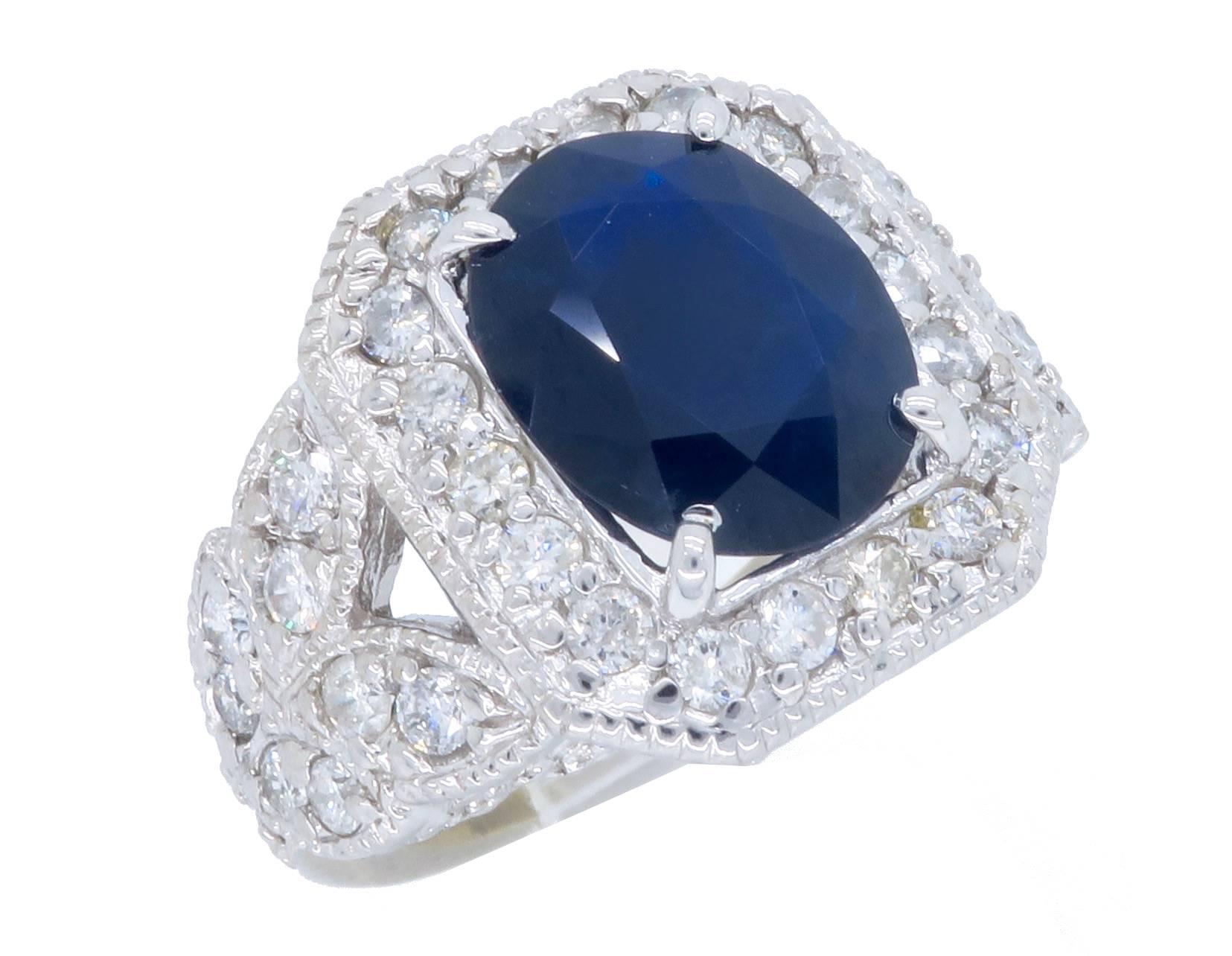 Diamond Sapphire Cocktail Ring 5