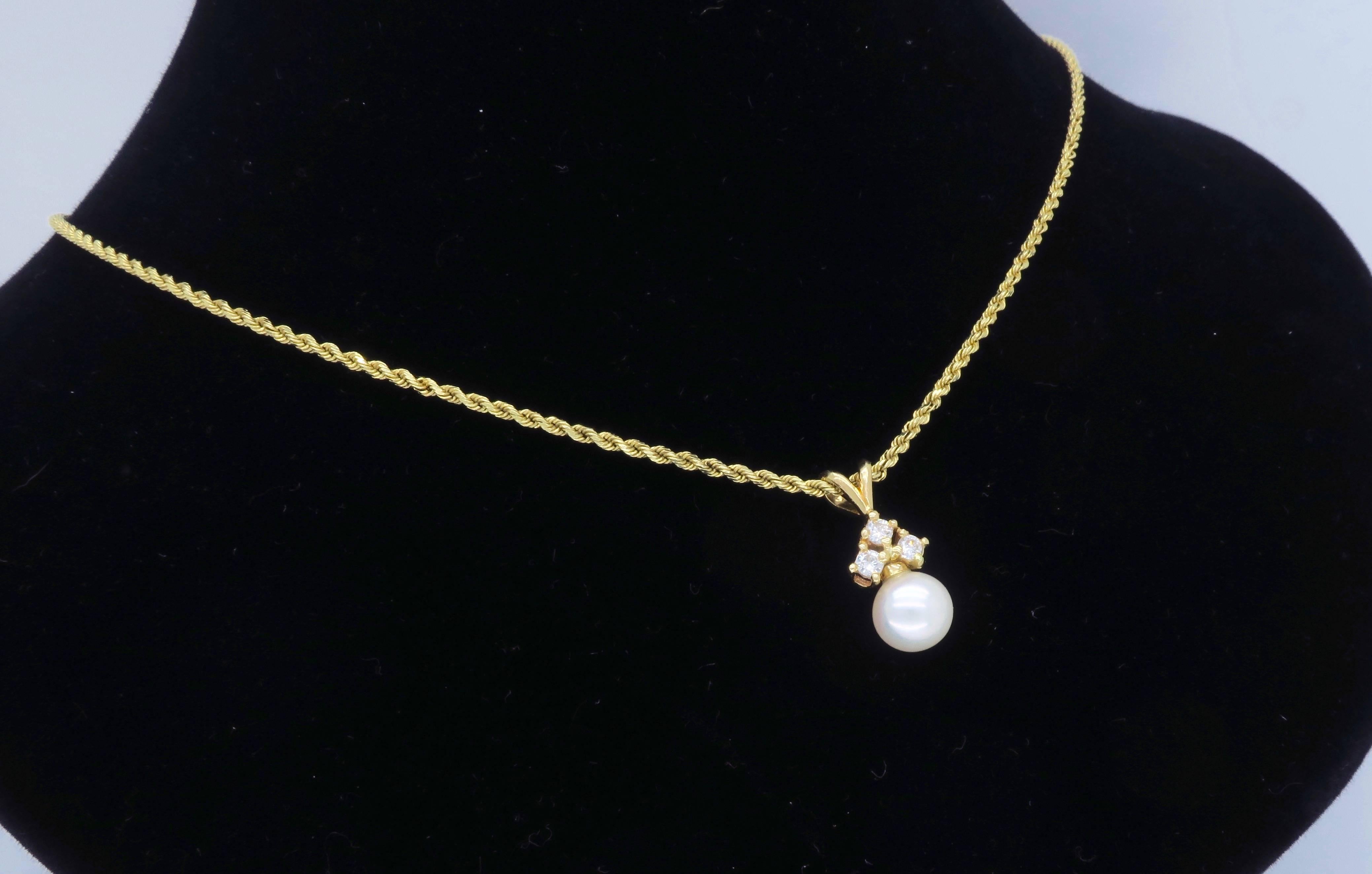 Diamond and Pearl Drop Necklace 3