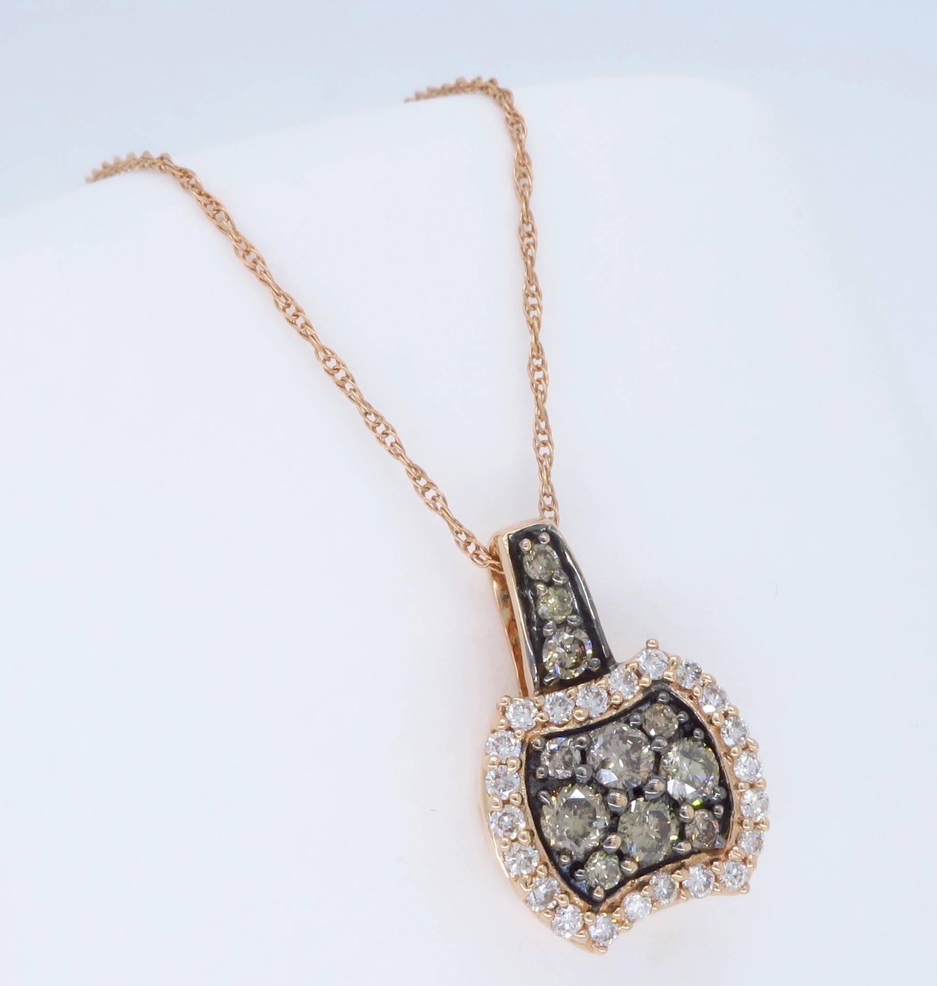 Le Vian Rose Gold and Diamond Necklace In Excellent Condition In Webster, NY