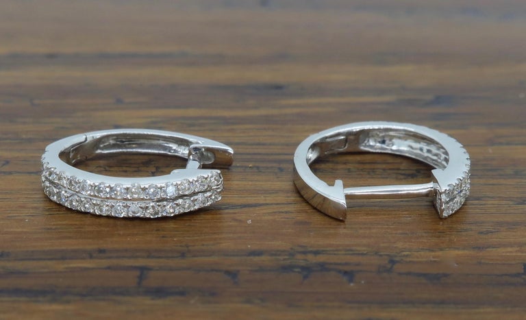 Double Row Diamond Huggie Style Earrings For At 1stdibs Double Row Diamond Huggie Style Earrings In New Condition For Webster Ny