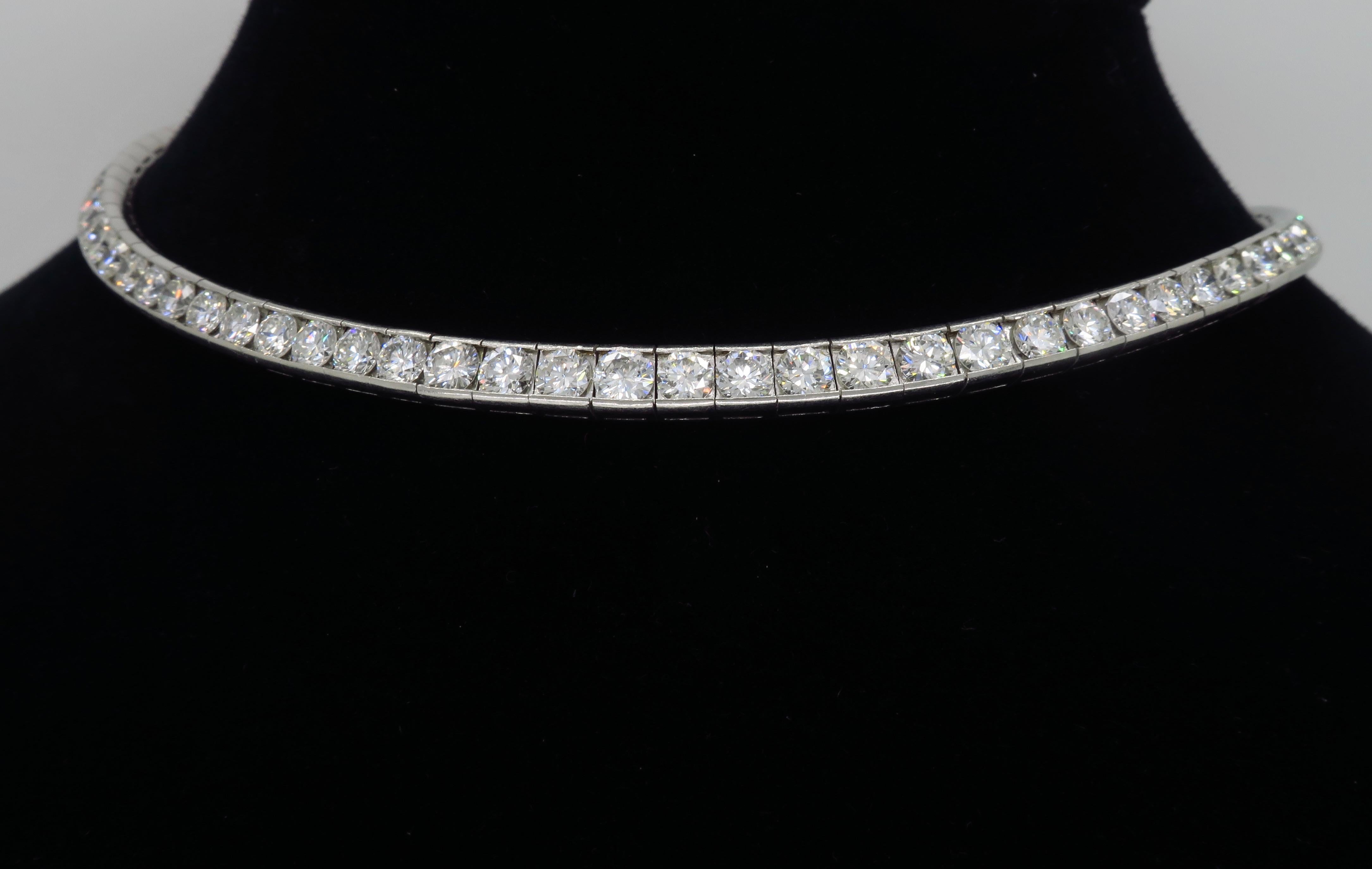 Round Cut Platinum 25 Carat Diamond Choker Necklace