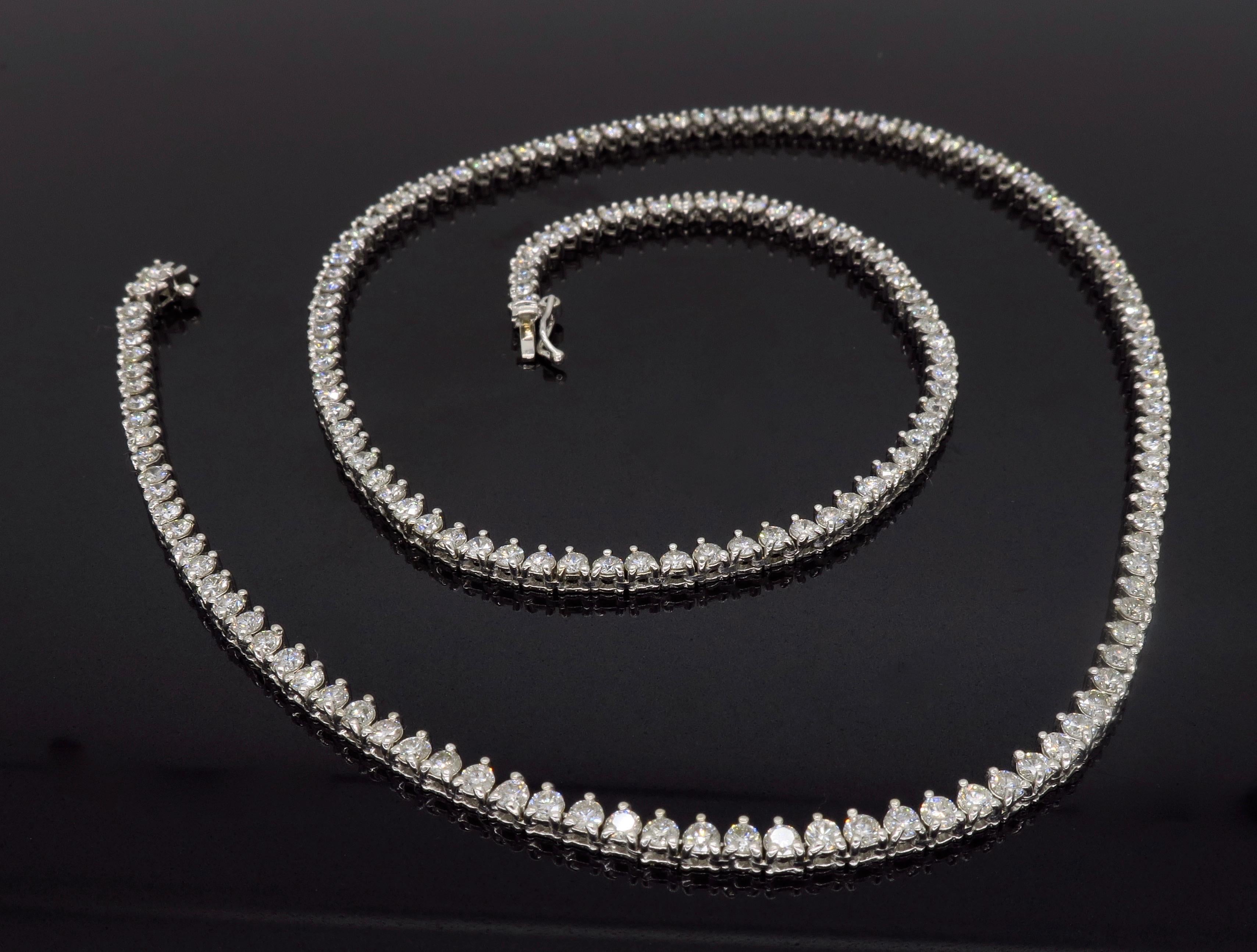 8.52 Carat Diamond Tennis Necklace In New Condition In Webster, NY