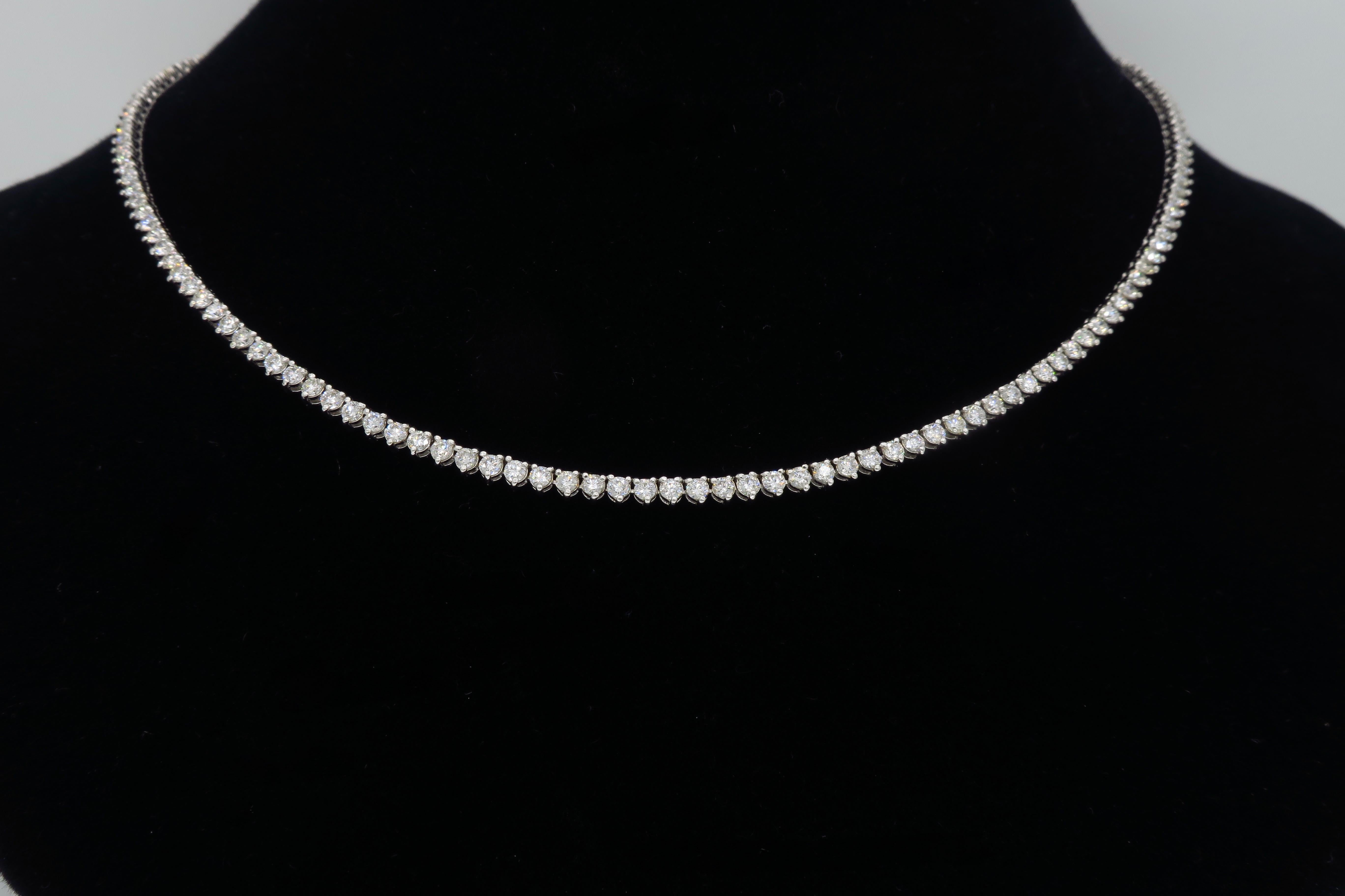 Women's or Men's 8.52 Carat Diamond Tennis Necklace