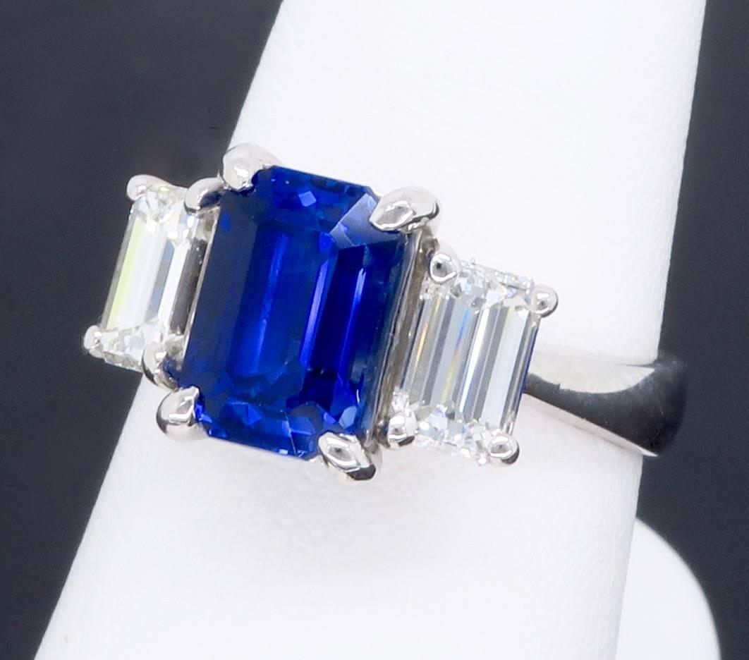 JB Star Blue Sapphire Diamond Platinum Ring  2