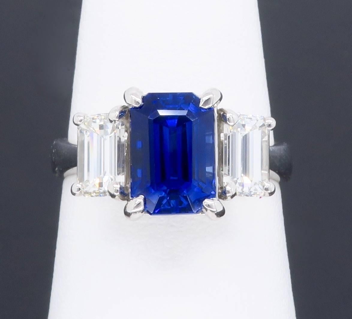 JB Star Blue Sapphire Diamond Platinum Ring  3