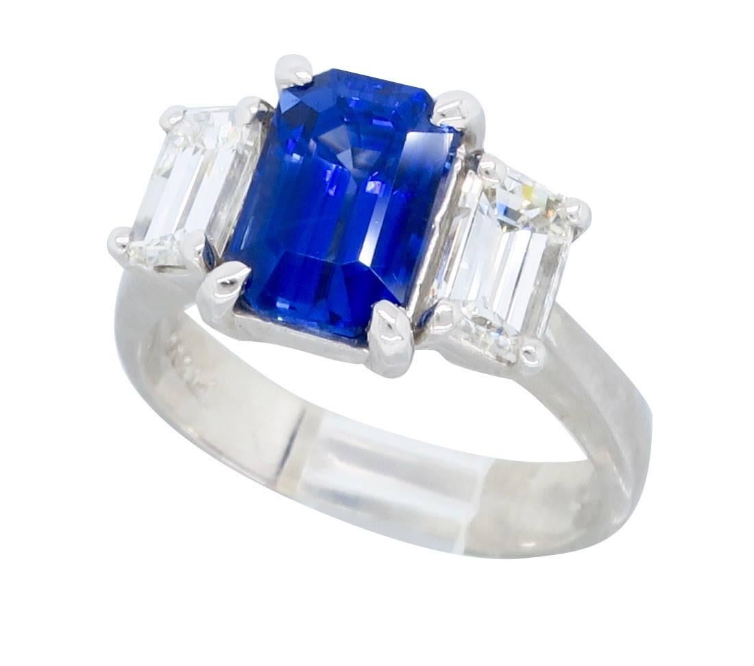 JB Star Blue Sapphire Diamond Platinum Ring  1