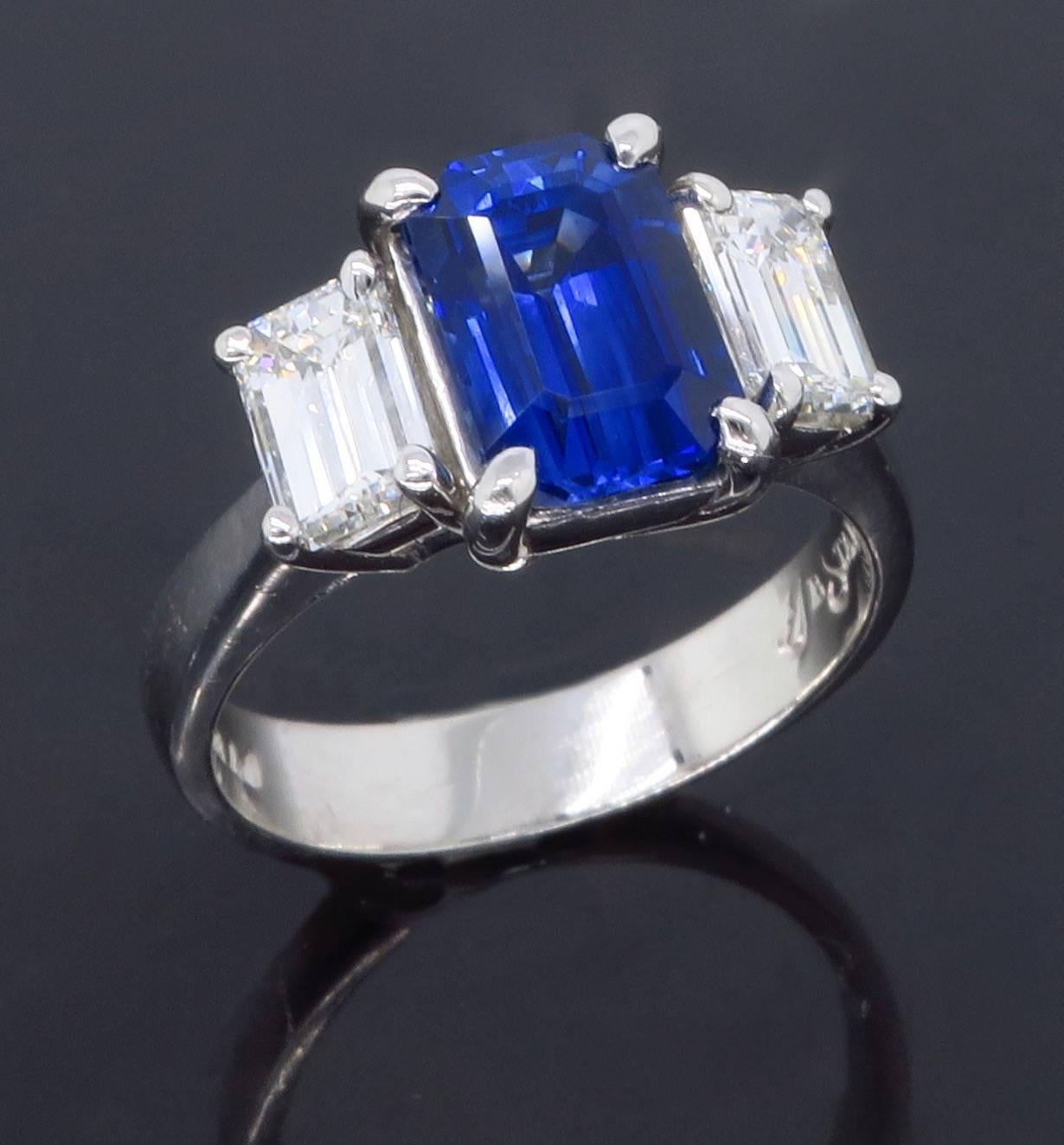 JB Star Blue Sapphire Diamond Platinum Ring  4