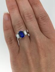 JB Star Blue Sapphire Diamond Platinum Ring
