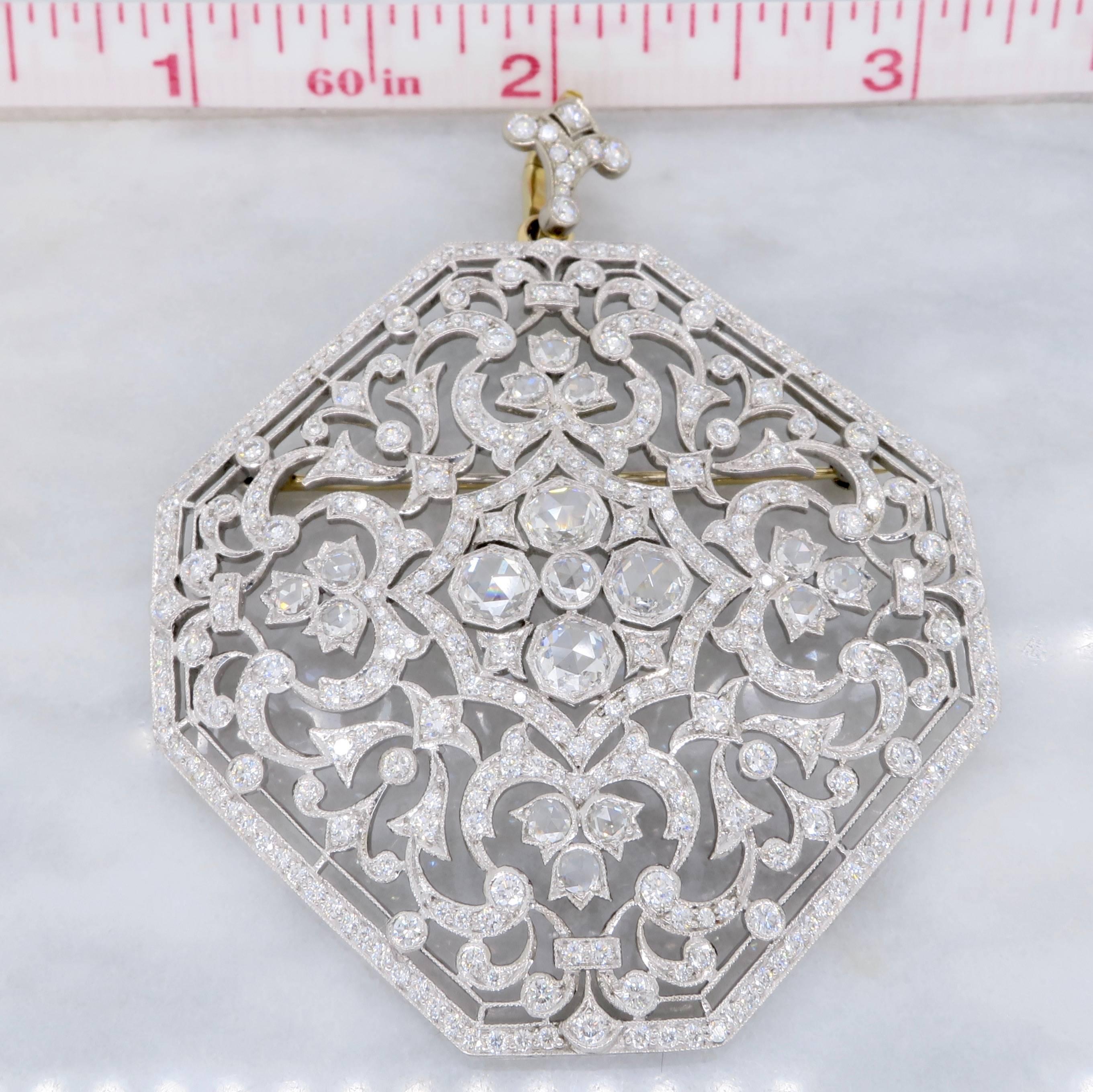  Kwiat Octagonal Diamond Gold Pendant  1