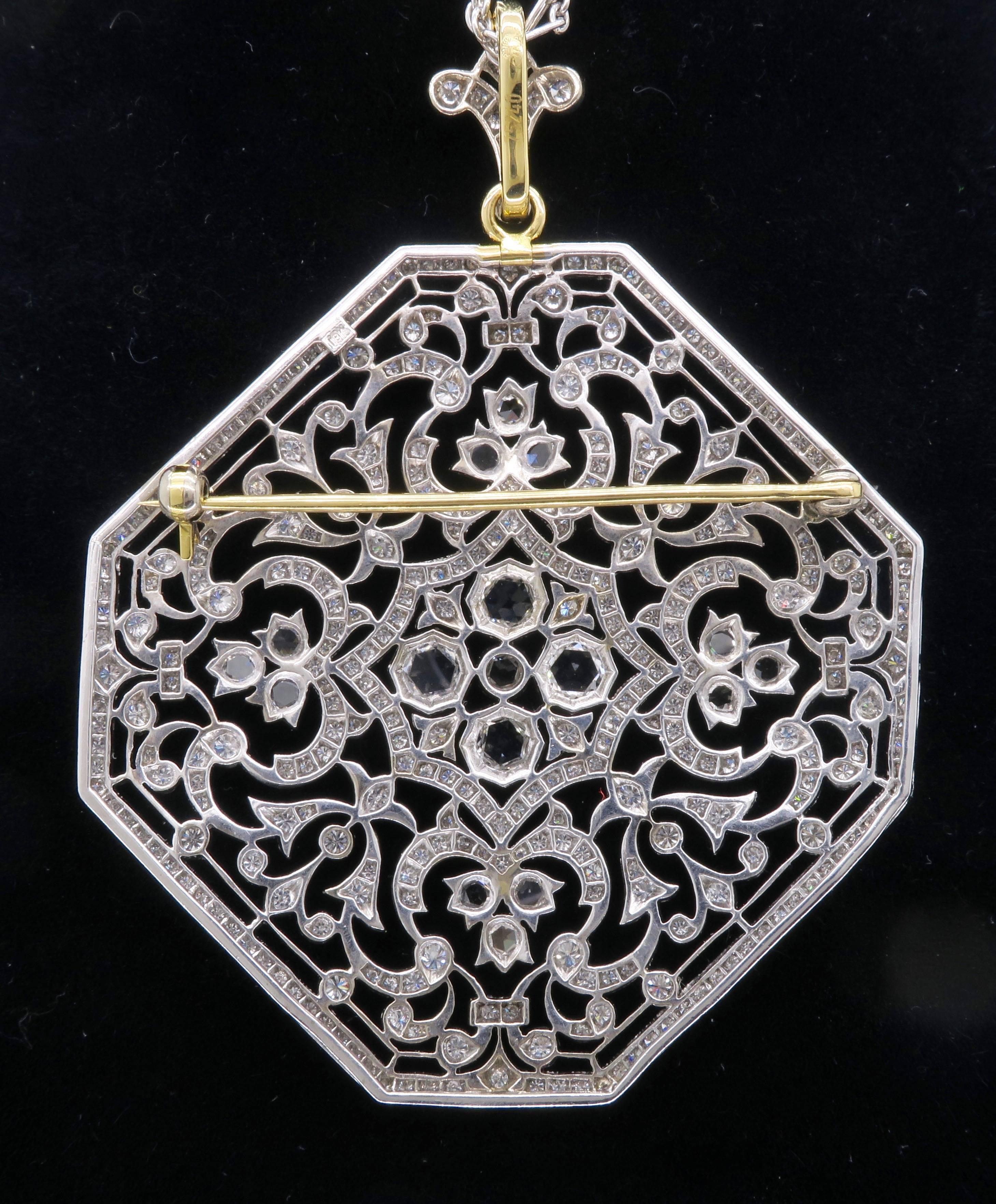  Kwiat Octagonal Diamond Gold Pendant  5