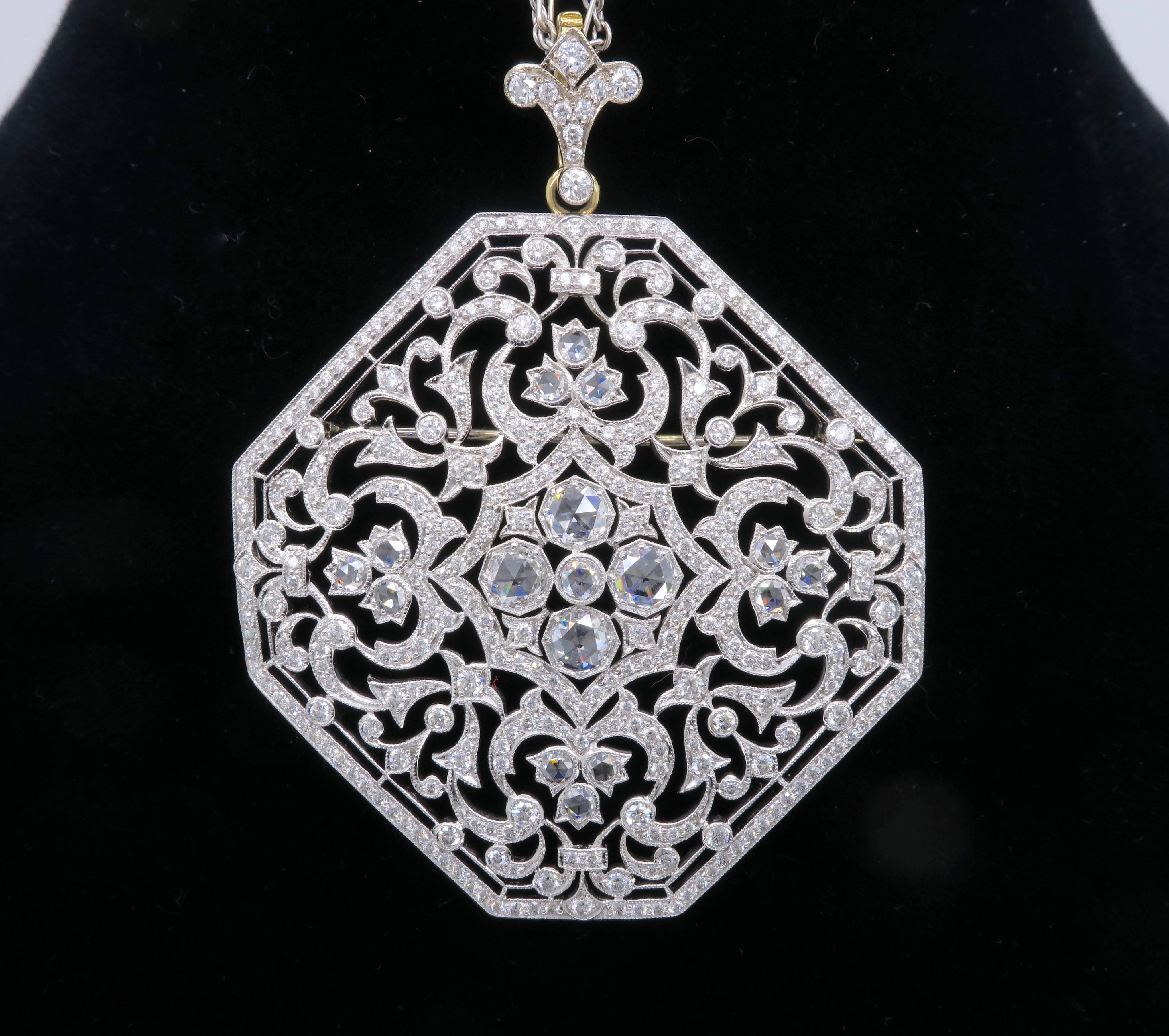  Kwiat Octagonal Diamond Gold Pendant  6