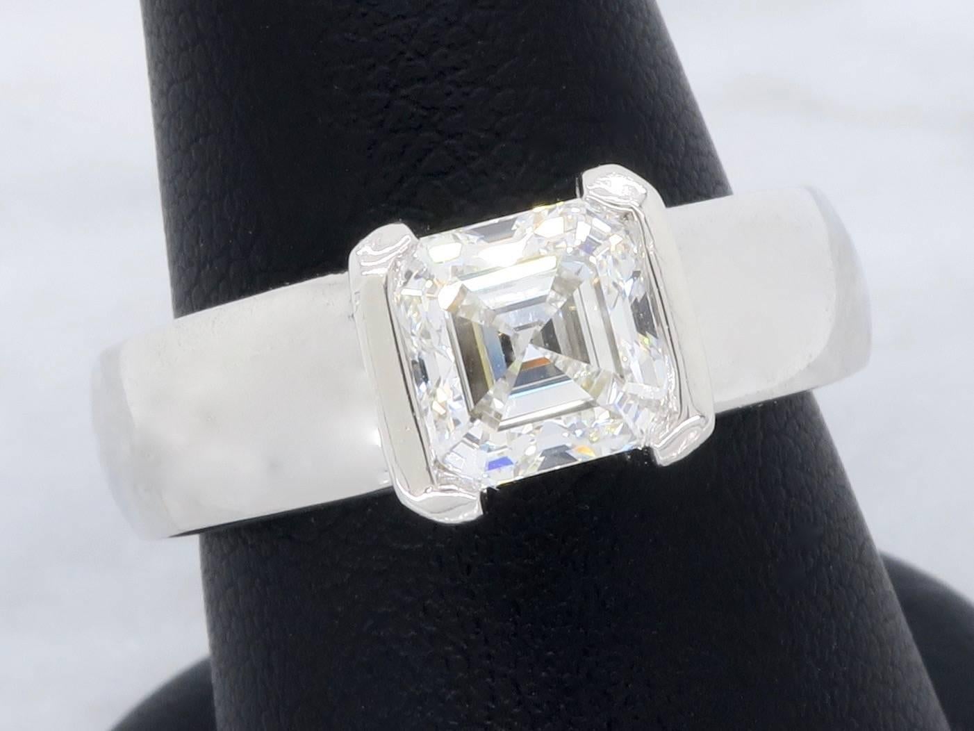 1.56 Carat GIA Square Emerald Cut Diamond Ring 1