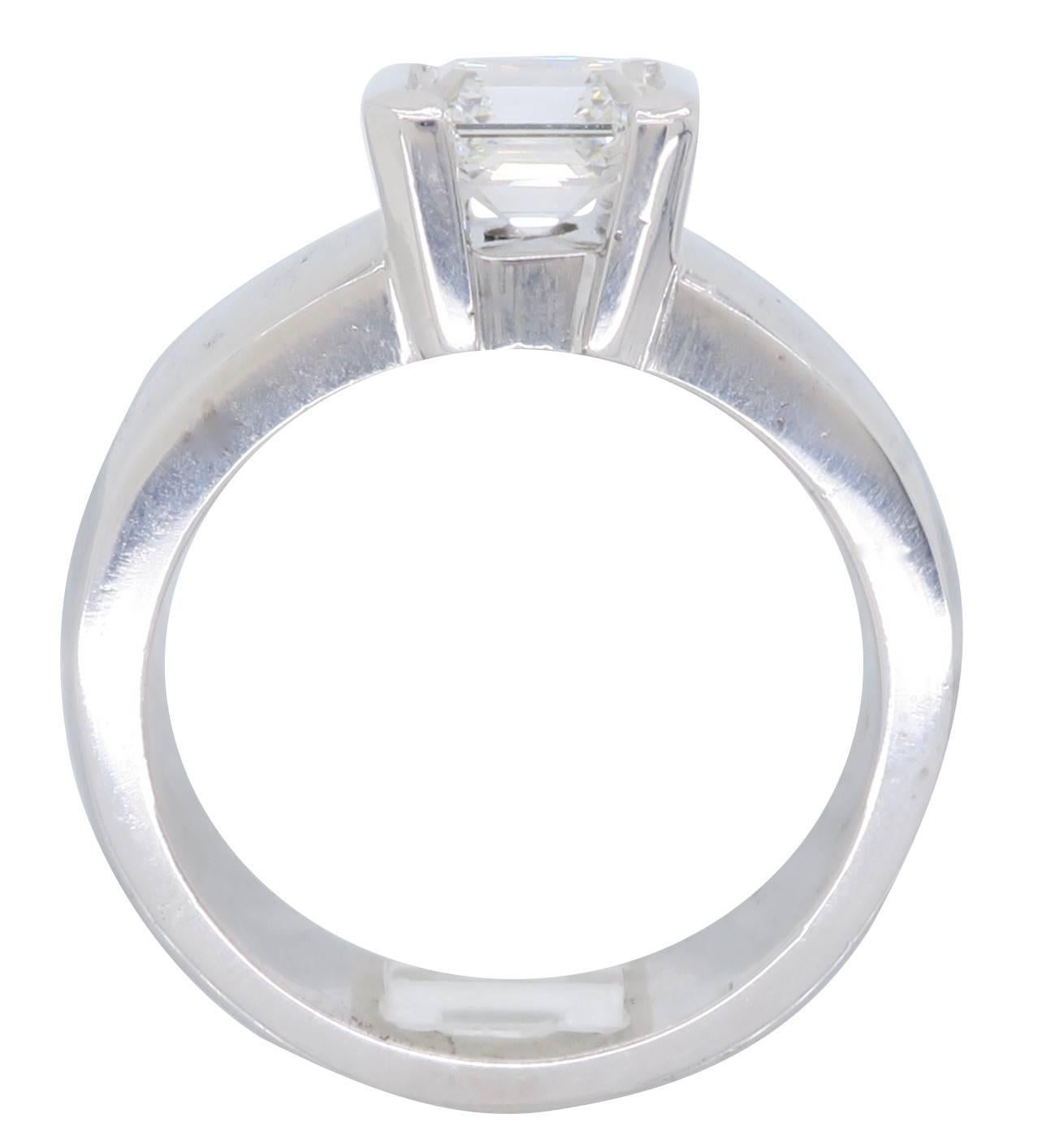 1.56 Carat GIA Square Emerald Cut Diamond Ring 2
