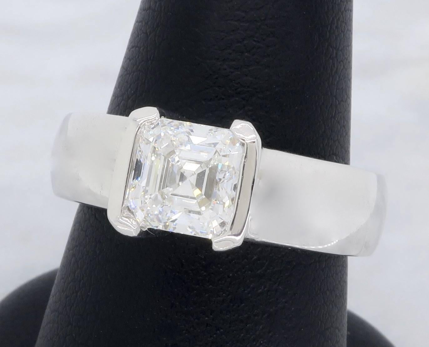 1.56 Carat GIA Square Emerald Cut Diamond Ring 3