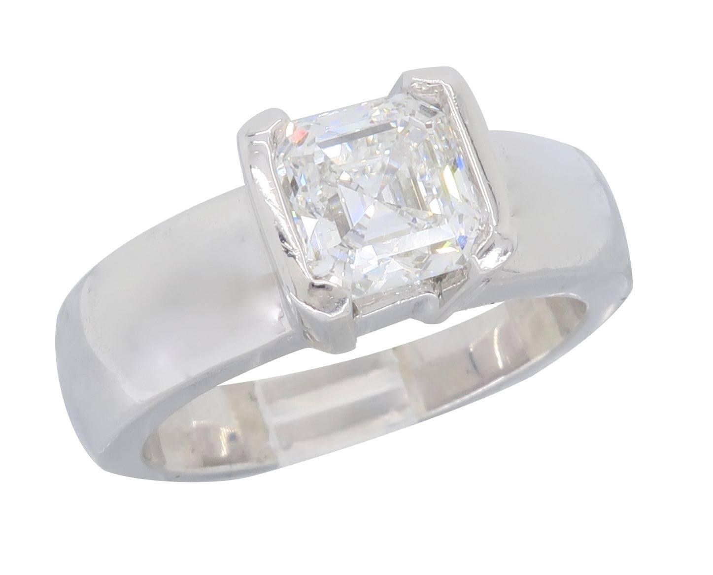 1.56 Carat GIA Square Emerald Cut Diamond Ring 4