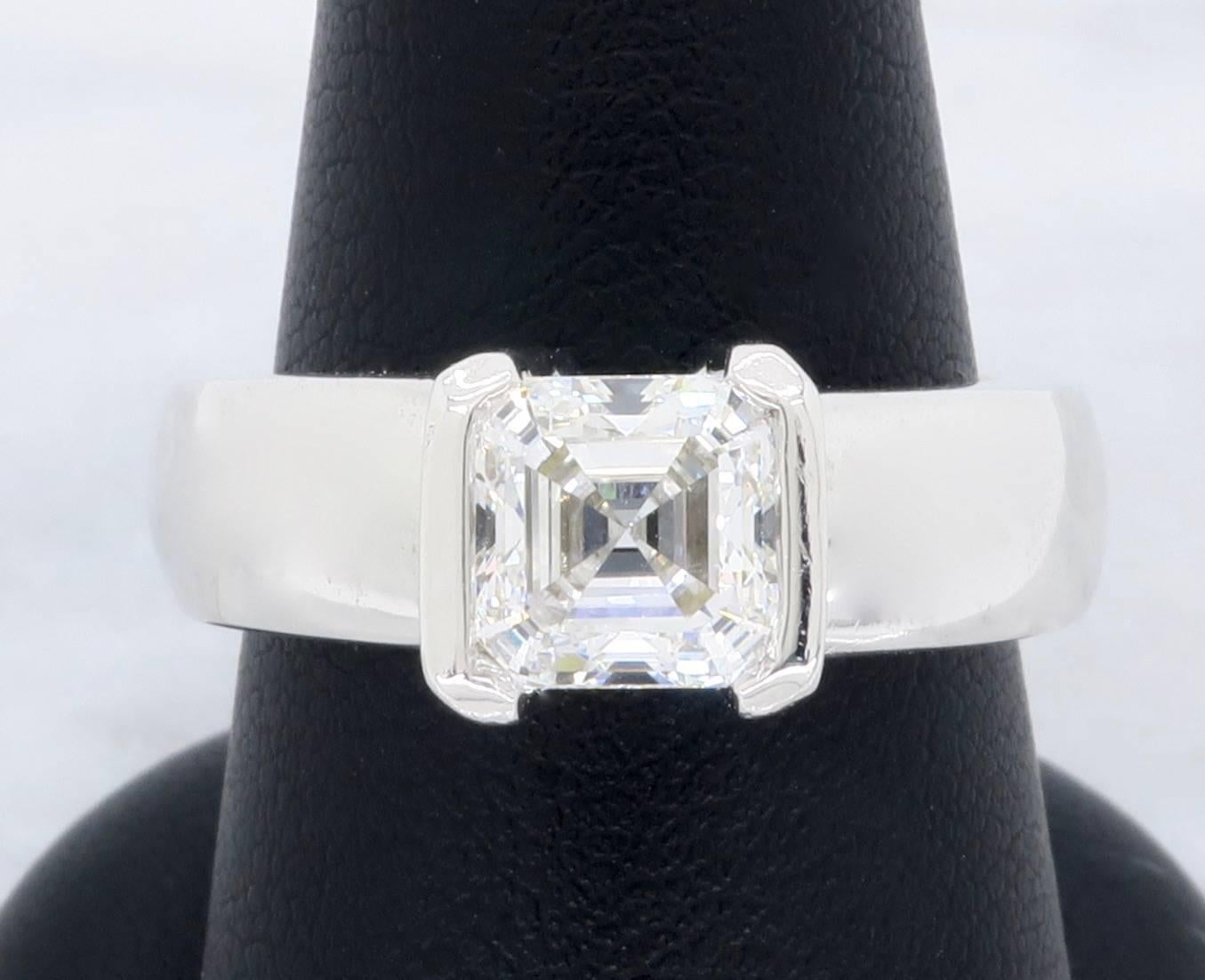 1.56 Carat GIA Square Emerald Cut Diamond Ring 5