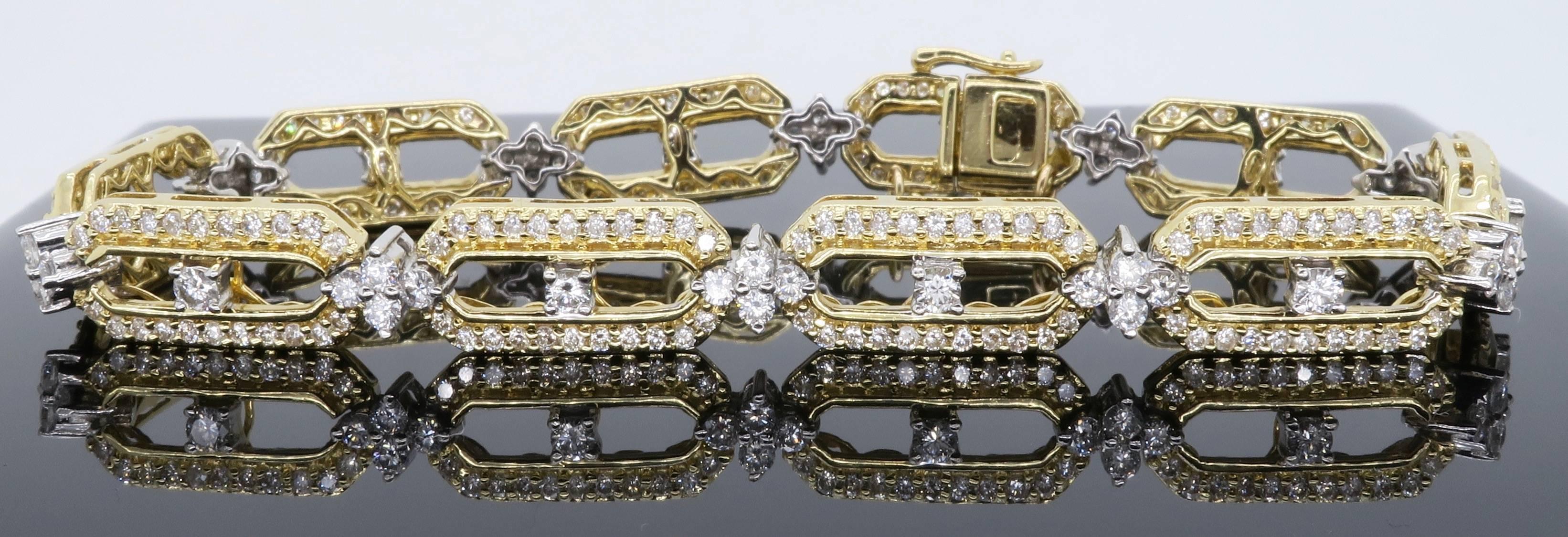 4 Carat Diamond Link Bracelet In Excellent Condition In Webster, NY