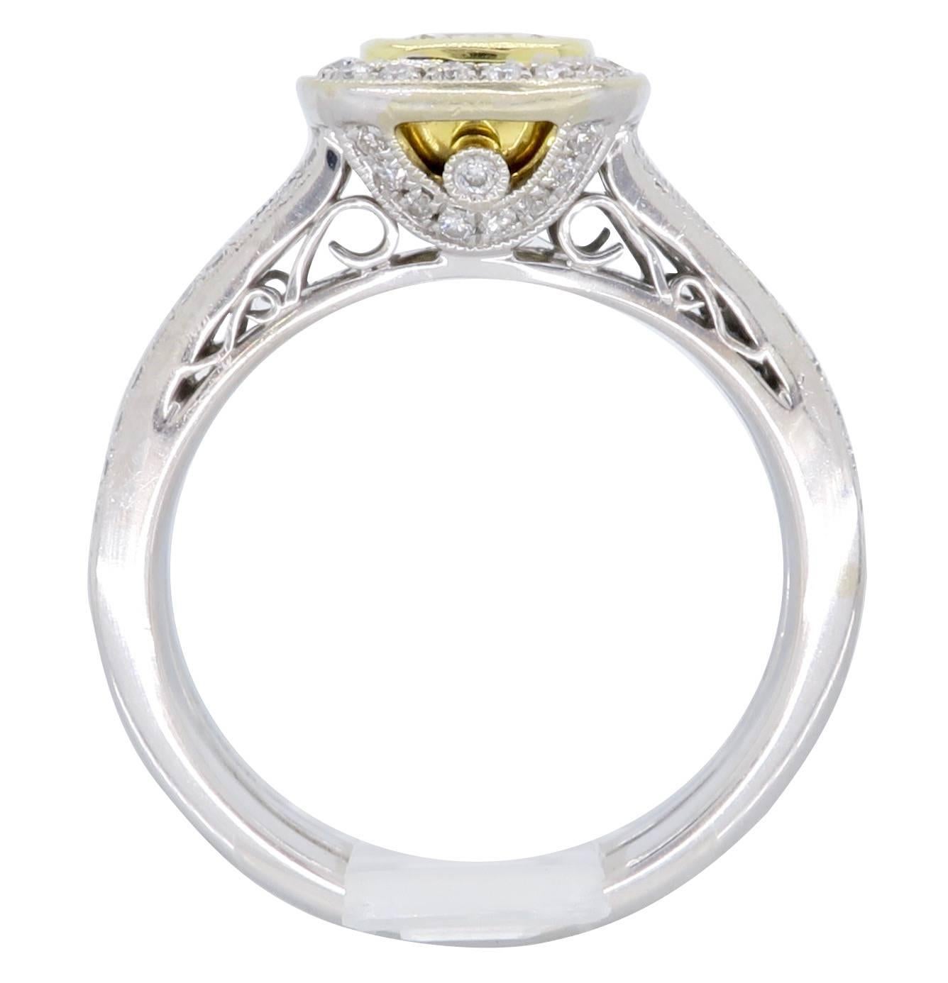 Women's 18 Karat Sylvie Light Yellow Diamond Halo Engagement Ring 