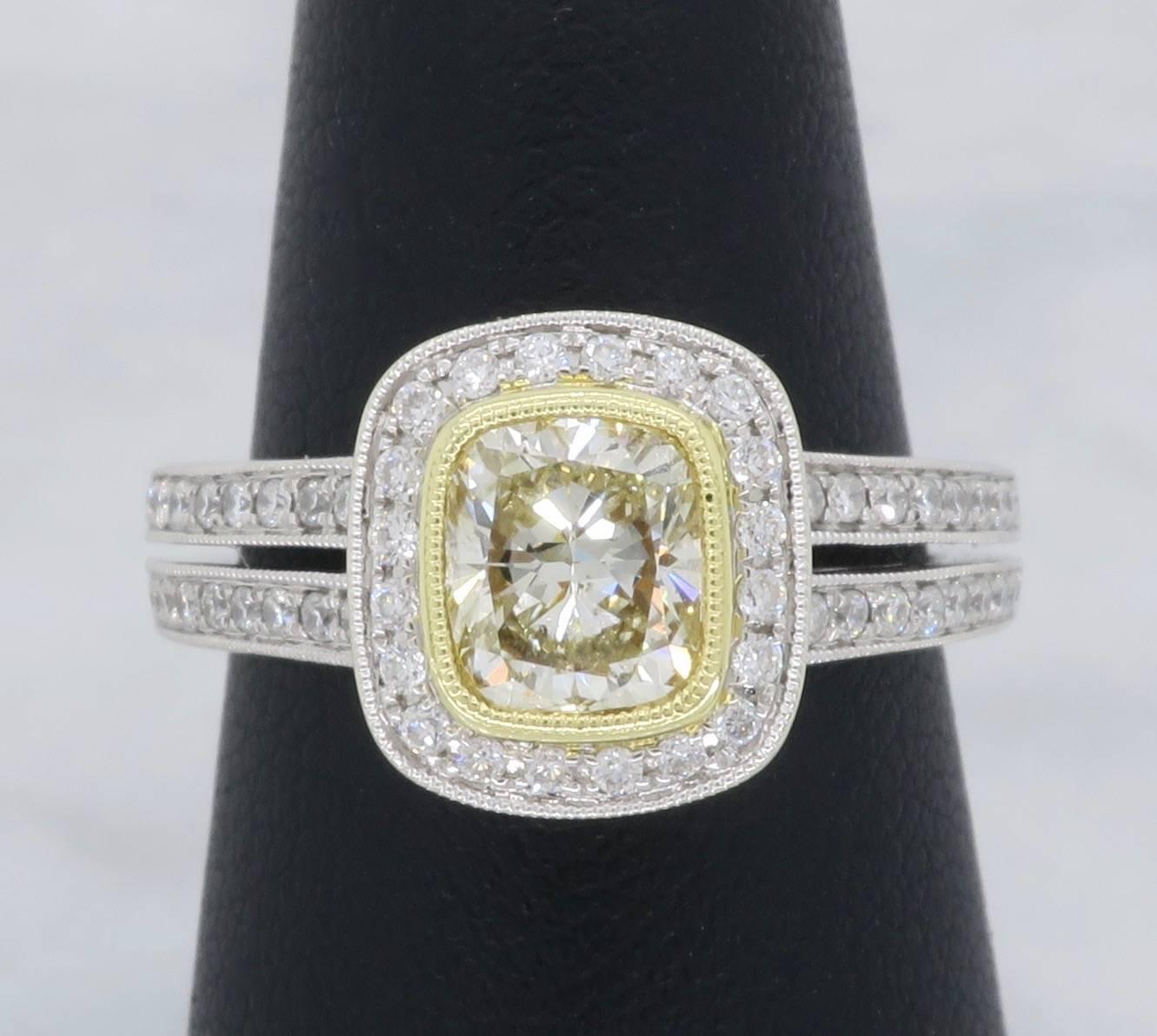 18 Karat Sylvie Light Yellow Diamond Halo Engagement Ring  3