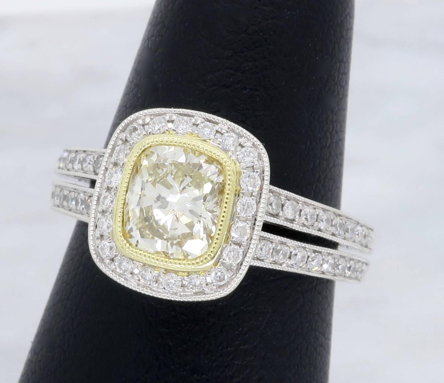18 Karat Sylvie Light Yellow Diamond Halo Engagement Ring  4