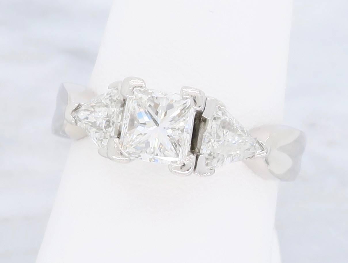 Platinum 1.24 Carat Three Stone Diamond Engagment Ring 1