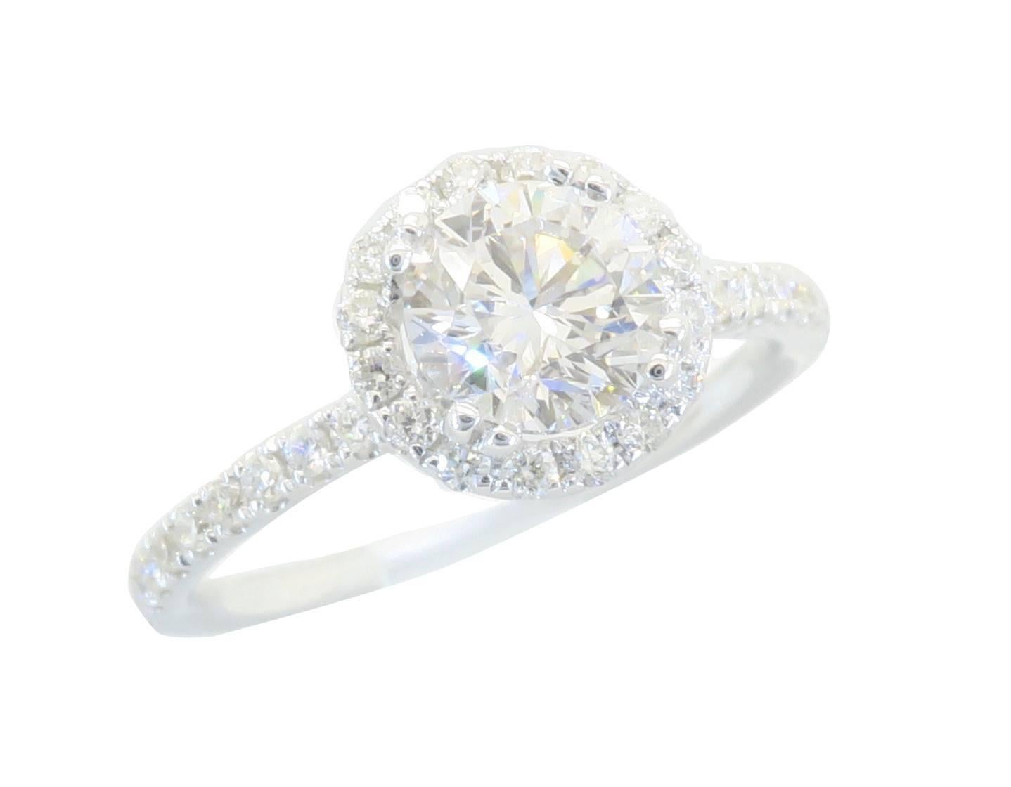 18 Karat White Gold Odelia Halo Diamond Engagement Ring  1