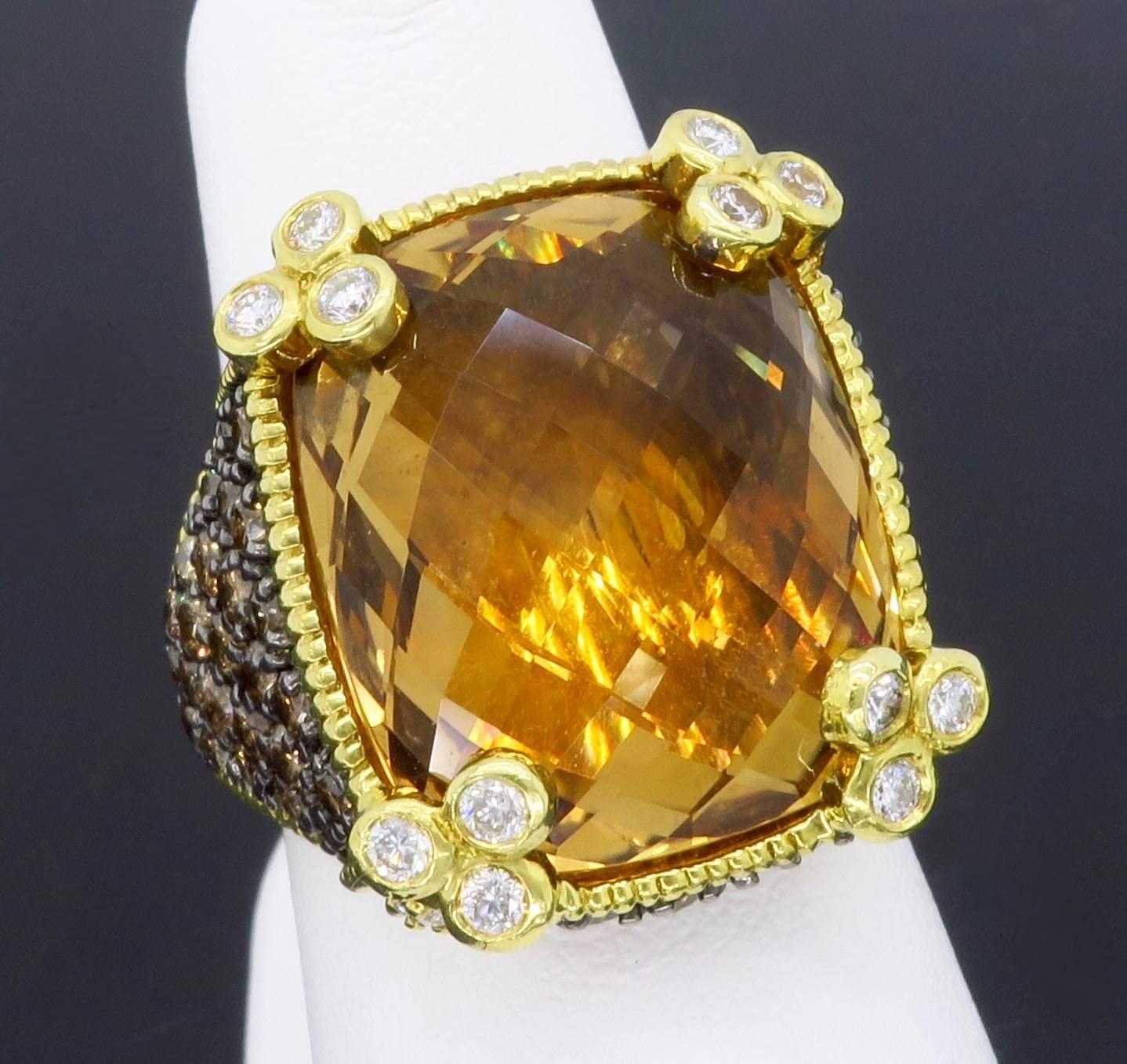 Judith Ripka 18 Karat Gold Monaco Diamantring für Damen oder Herren