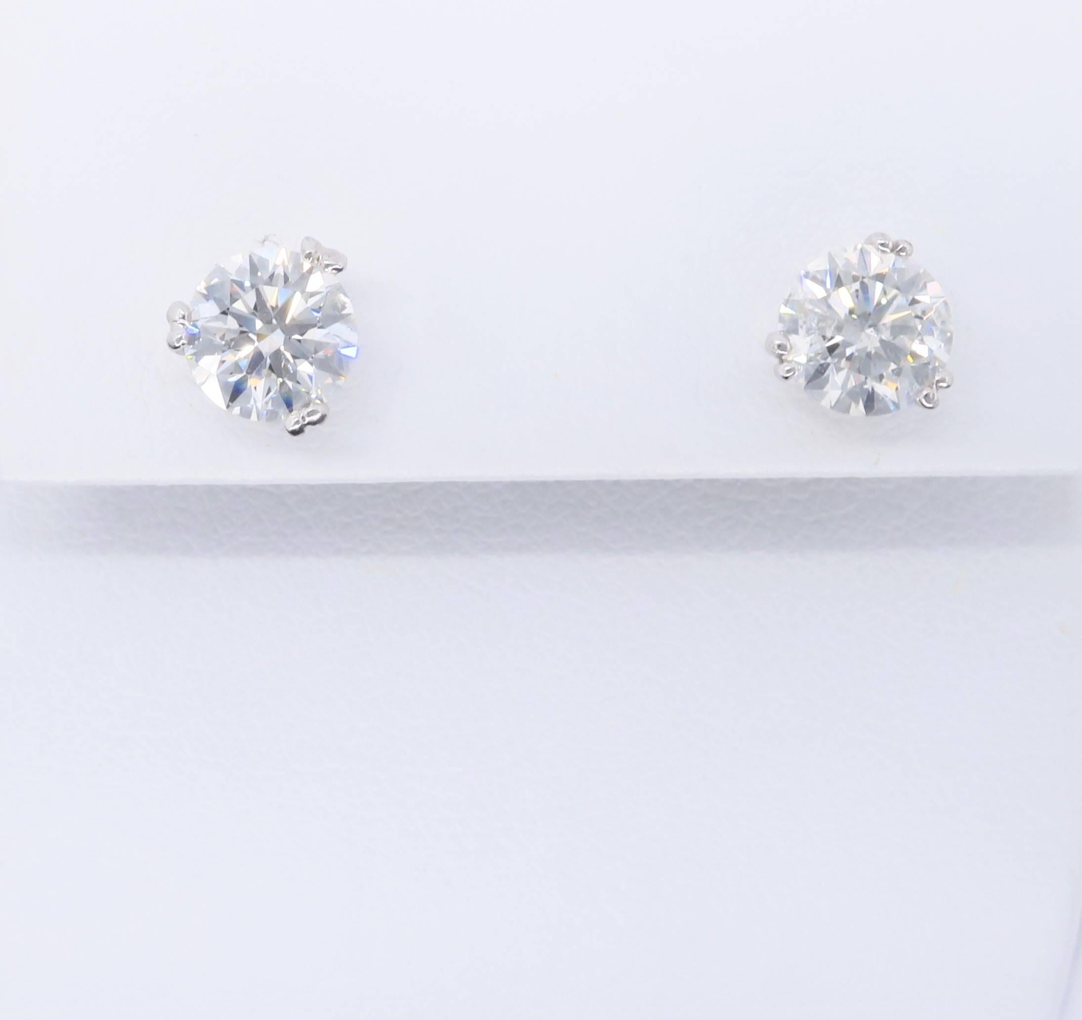 Certified Double Prong Martini Diamond Platinum Stud Earrings 4