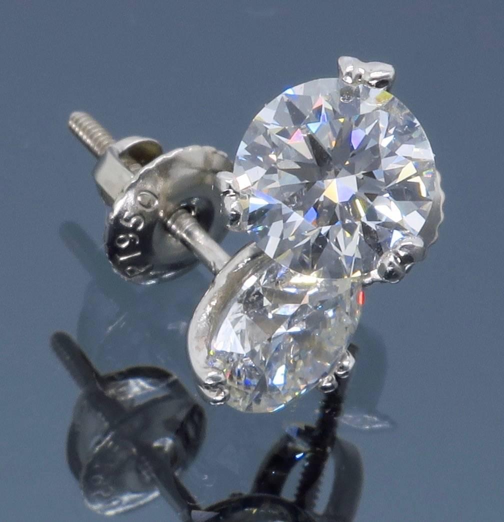 Certified Double Prong Martini Diamond Platinum Stud Earrings 1