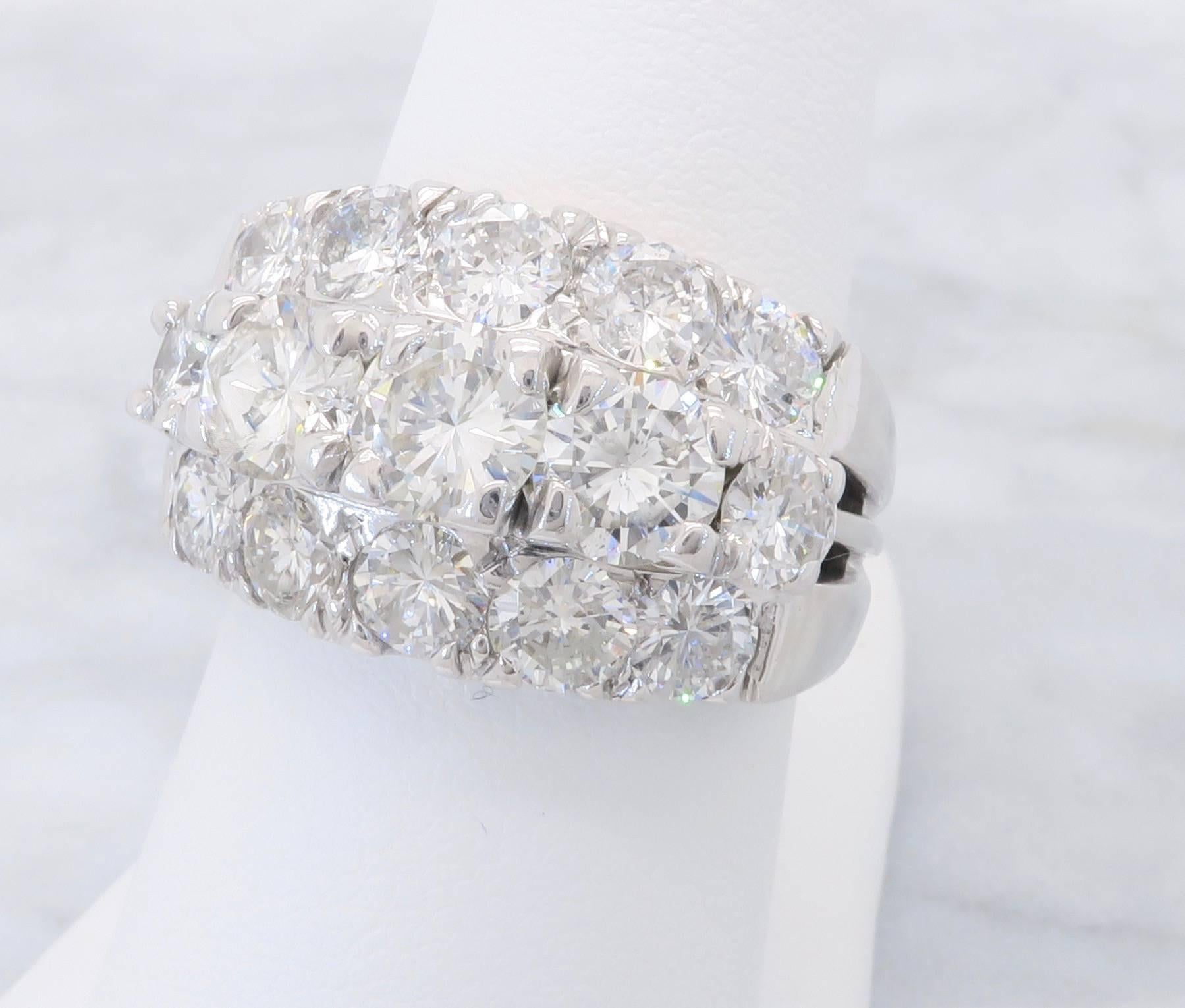 4.75 Carat Three Row Diamond Ring 6