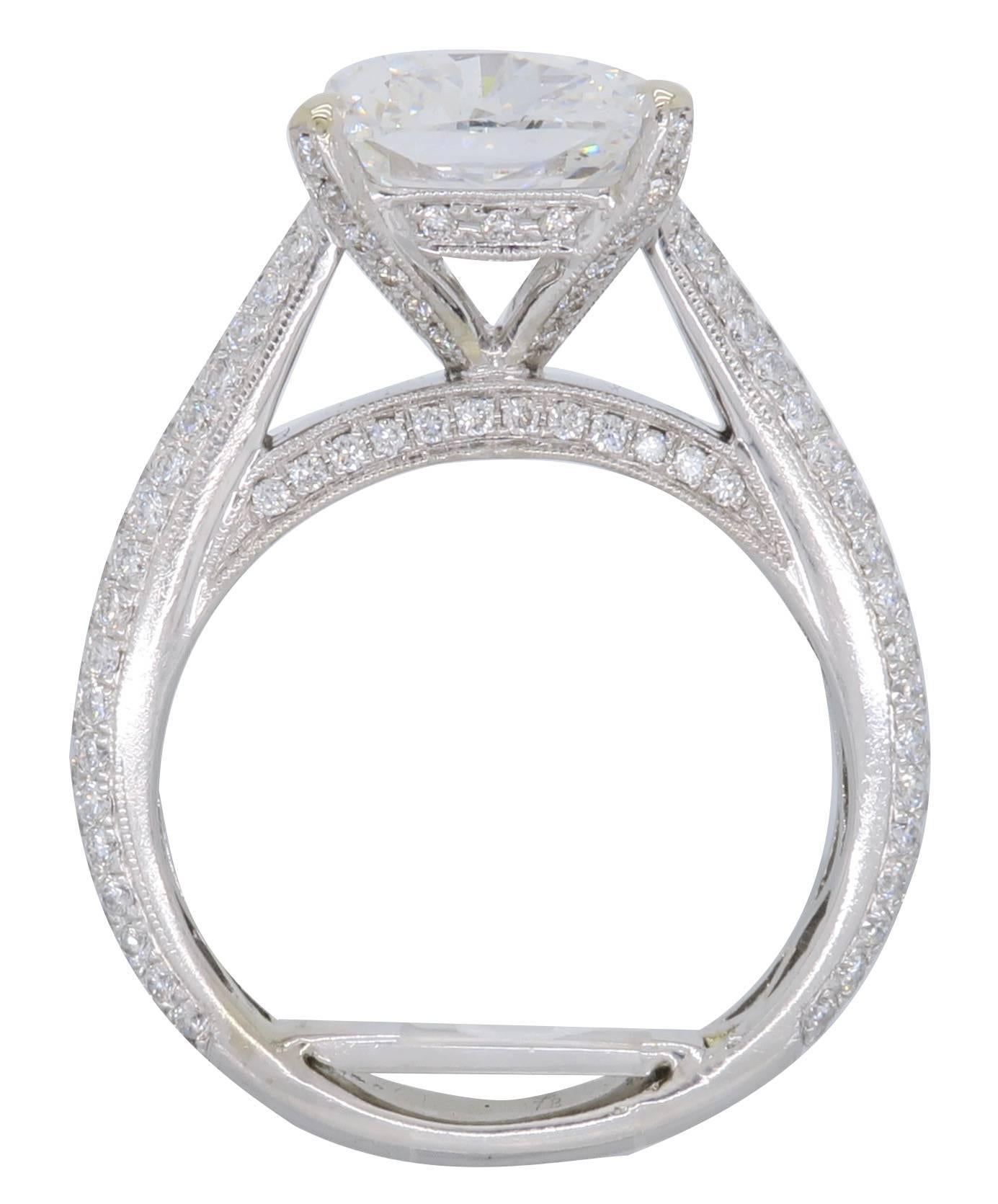 GIA Certified 4.11 Carat Cushion Cut Diamond Engagement Ring 6