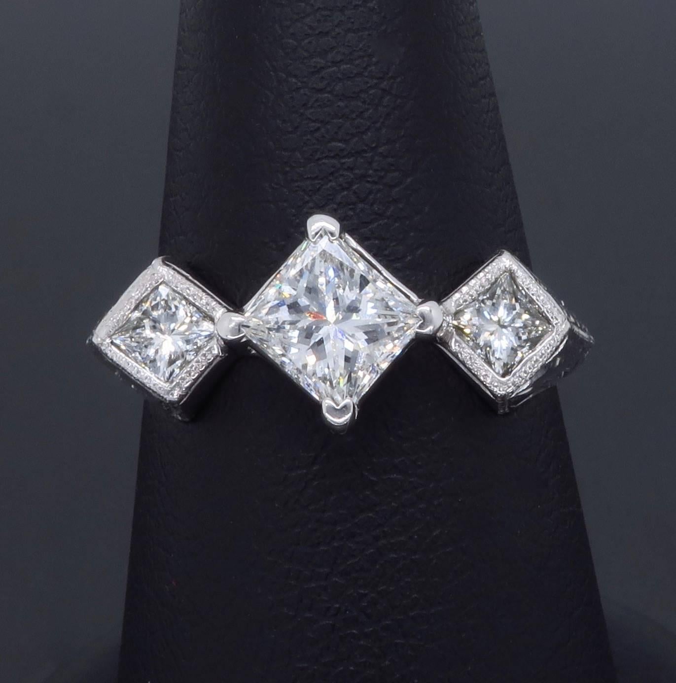1.25 Carat Diamond Three-Stone Ring In Excellent Condition In Webster, NY