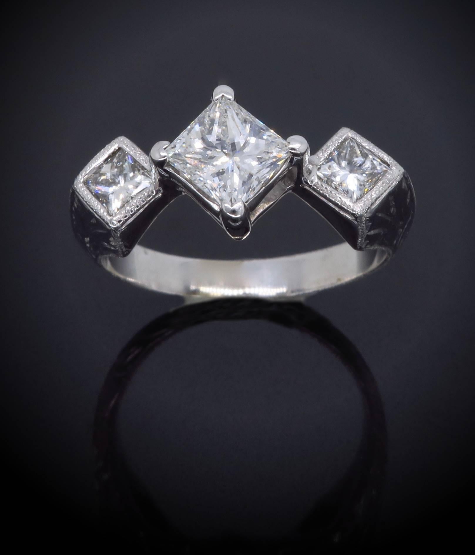 Princess Cut 1.25 Carat Diamond Three-Stone Ring