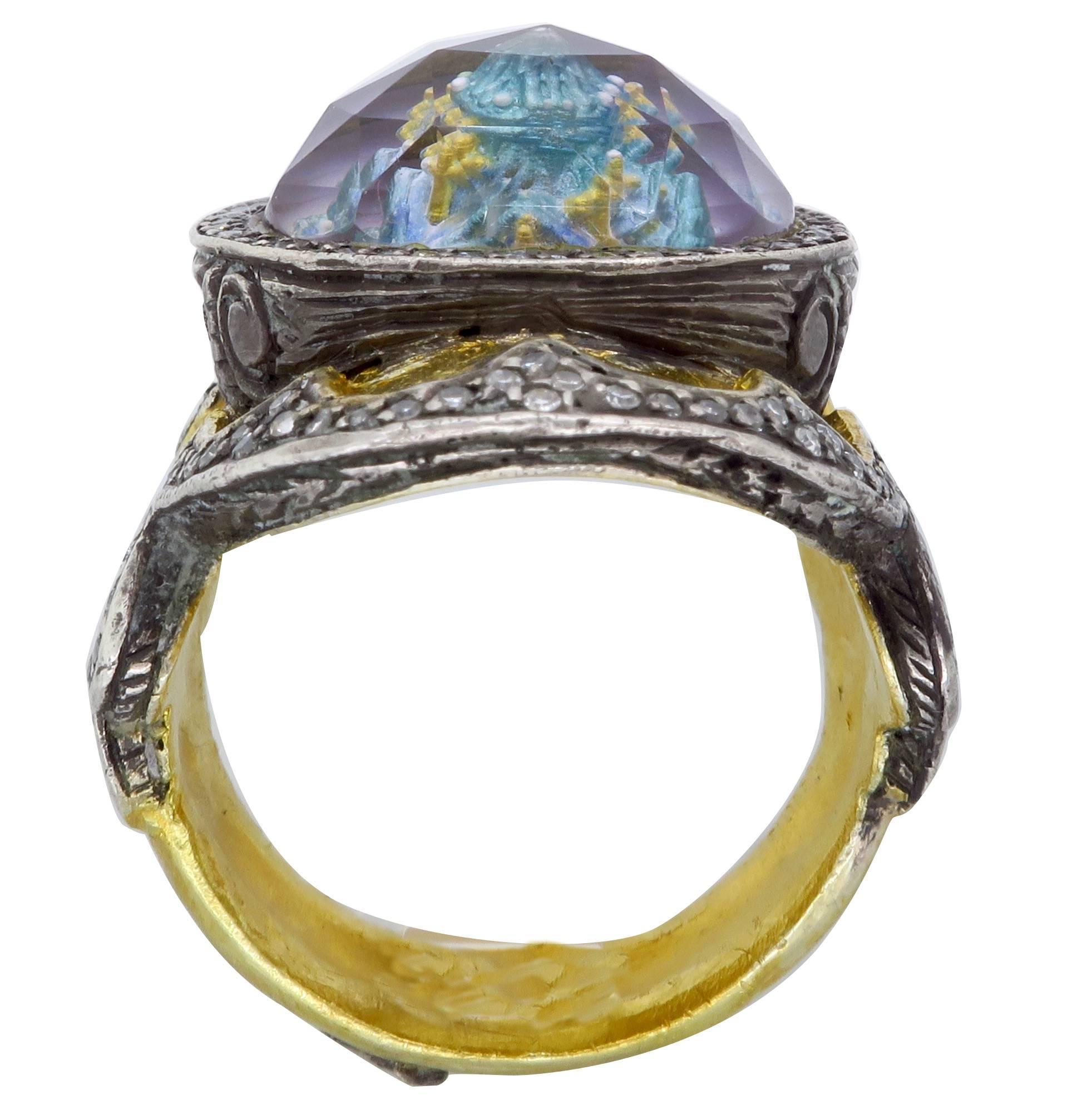 Sevan Bicakci Theodora Reverse Cut Amethyst Yellow Gold Ring 5