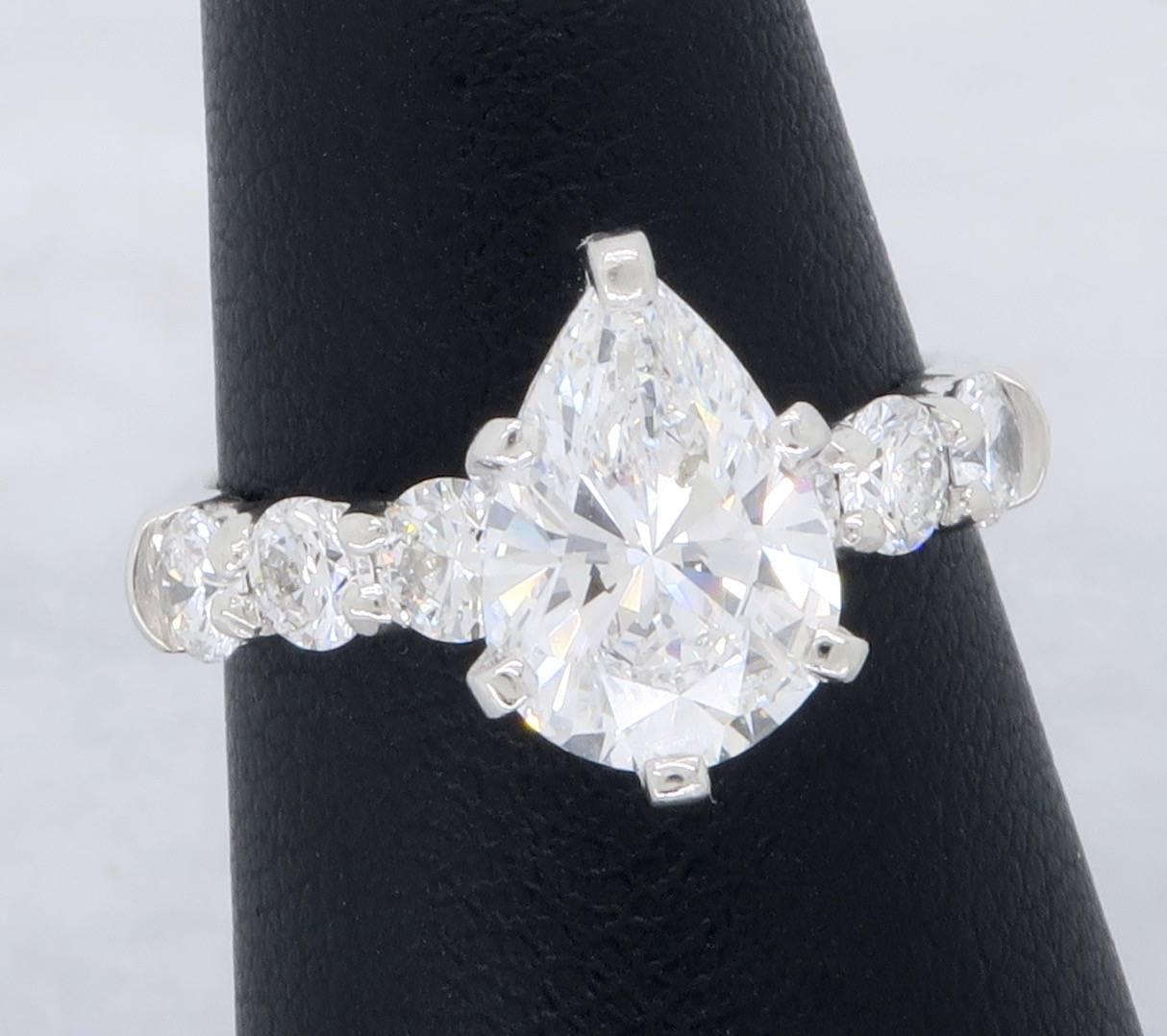 GIA Certified 1.37 Carat Pear Shape Diamond Engagement Ring 2