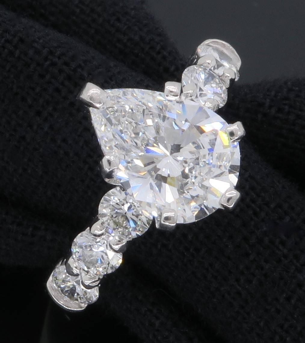 GIA Certified 1.37 Carat Pear Shape Diamond Engagement Ring 4