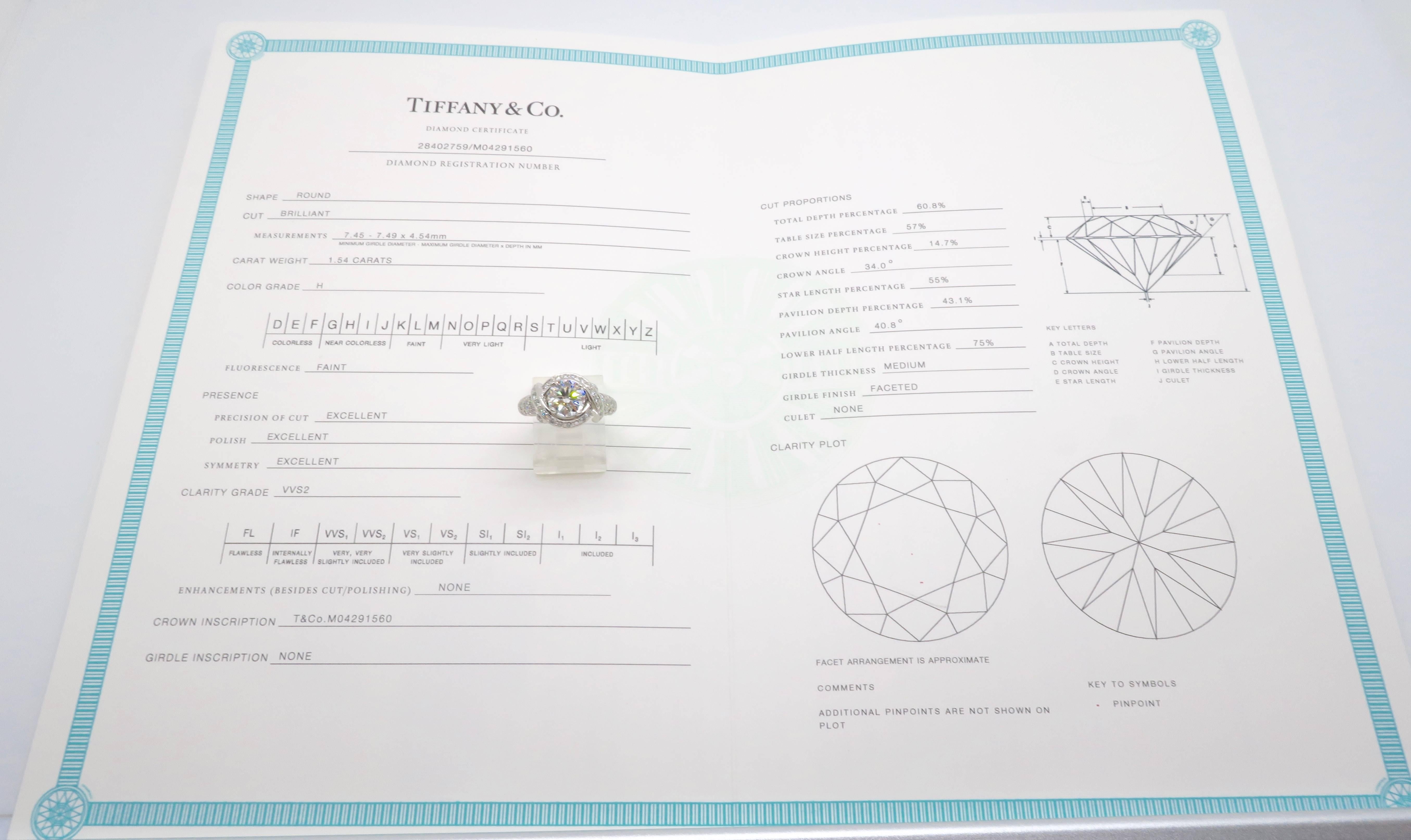 Tiffany & Co. Schlumberger Signature Diamond Platinum Engagement Ring 5